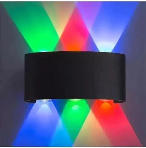 Up Down Wall Lamp With Bulb-3+3 Warm White Post Light Outdoor Lamp (Red-Blue-Green)) Flood Light Outdoor Lamp-image-21
