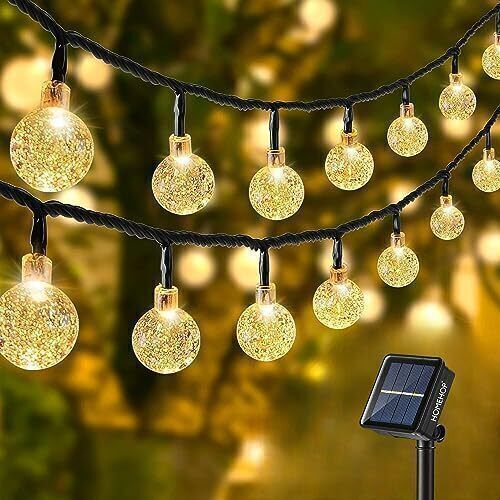 Solar Outdoor 30 Led Model Design ABS Material Crystal Ball String Light 6.5 metres For Home Garden Balcony Terrace Wall Rechargeable Waterproof Decorative Lamp Post Light Outdoor Lamp-image-1
