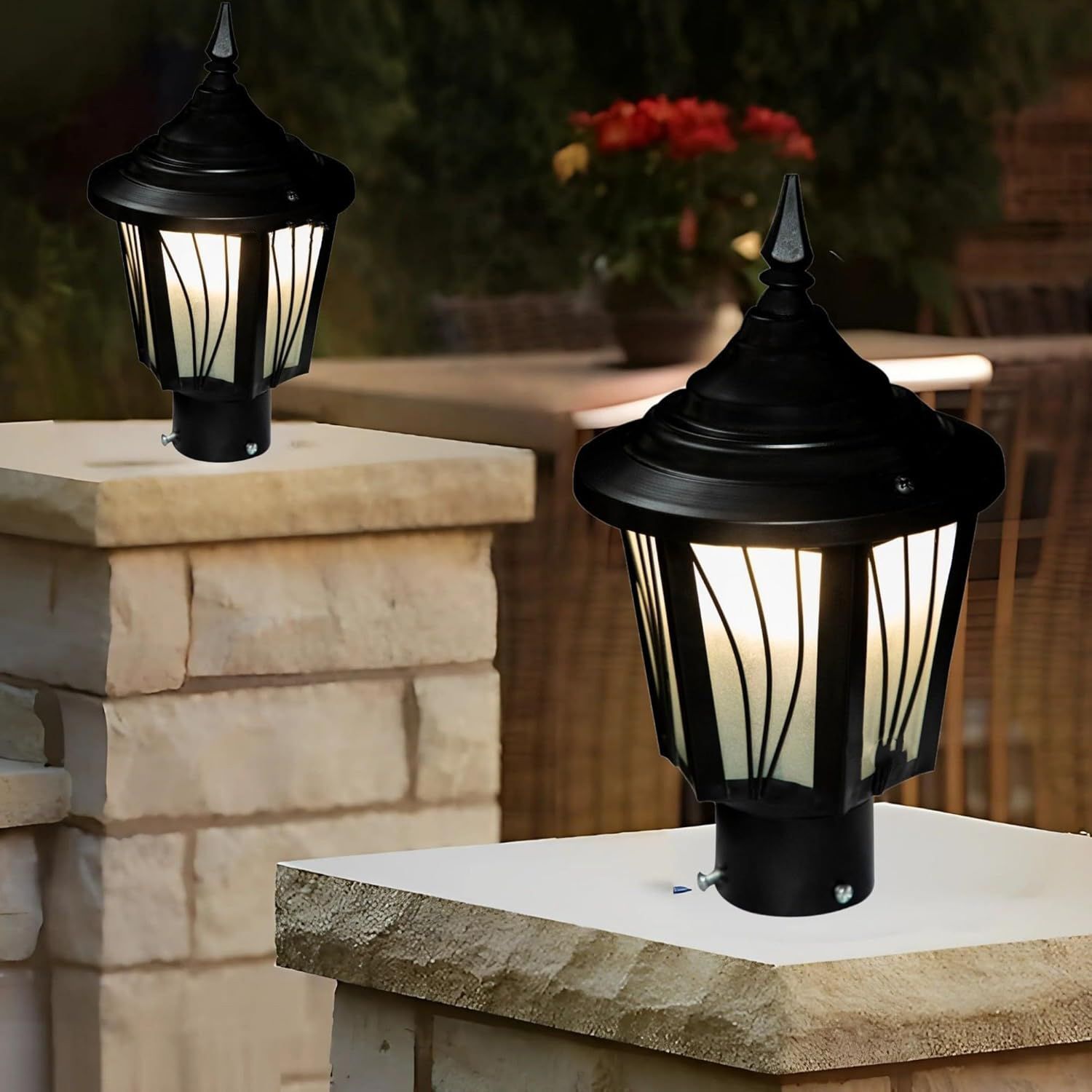 Elegant Outdoor Gate Lamp | Vintage Black Post Light for Garden & Entrance | Waterproof Pillar Lights for Garden, Driveway, Patio, Balcony & Entrance Decoration etc (Pack of 2,Without Bulb) Gate Light Outdoor Lamp-image-42