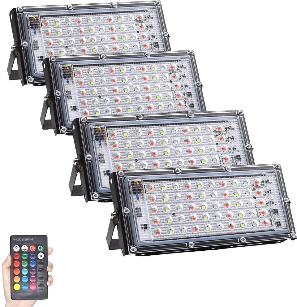 qlear RGB 50W LED Spotlight 7 Modes LED Burner, Waterproof IP65 Wall Mount with Remote Control (Pack Of 4) Flood Light Outdoor Lamp-picture-21