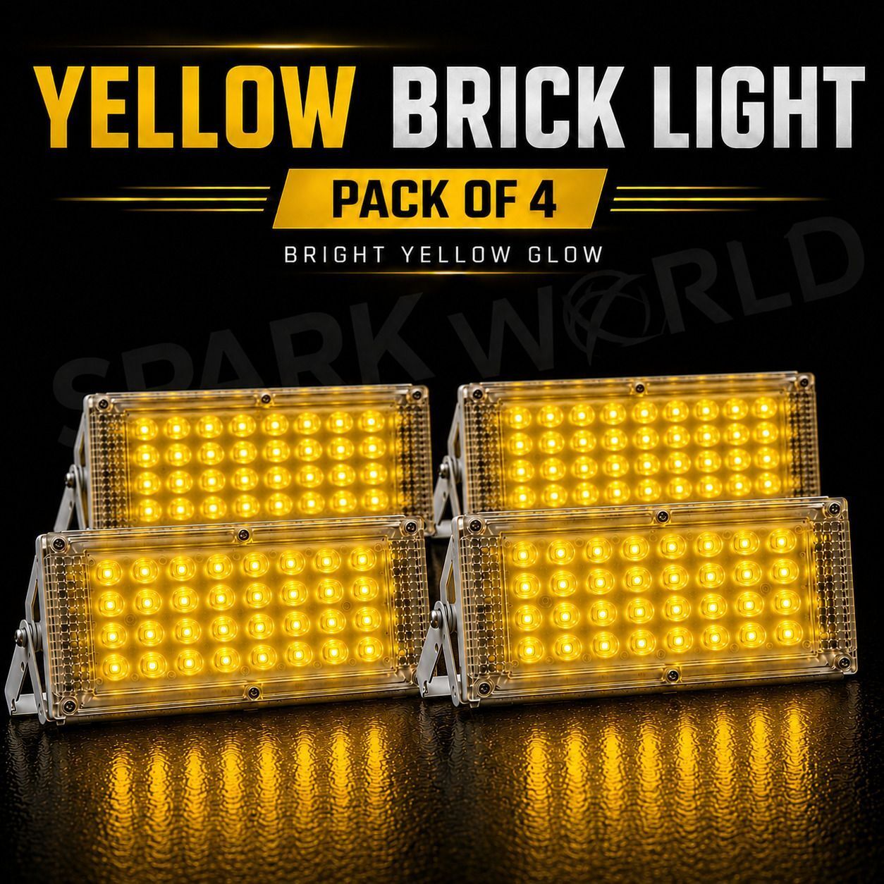 50 Watt Brick Yellow Colour Flood Light for Outdoor (Pack Of-4) Flood Light Outdoor Lamp-image-45