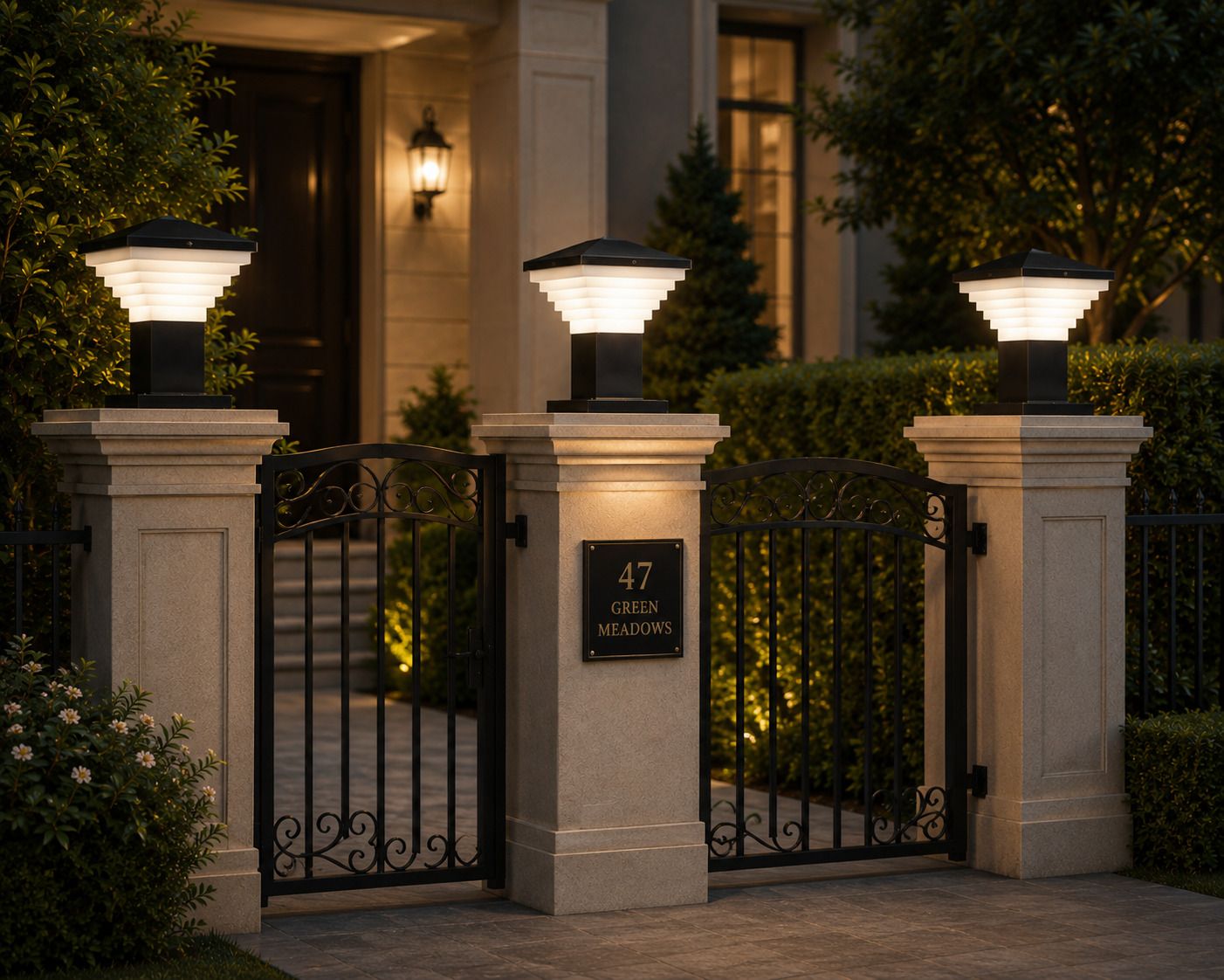 Black Outdoor Waterproof Flat Roof Gate Light Energy Efficient Decorative Exterior Fixture for Entry Gates, Garden Pillars, Porch, Boundaries, Driveway (without Bulb, 3, Pack) Gate Light Outdoor Lamp-image-34
