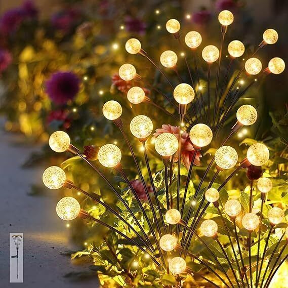Garden Solar Light 8 led Swaying Crystal Ball Firefly Flickering Outdoor Waterproof Decorative lamp for Pathway & Home Post Light Outdoor Lamp-image-4