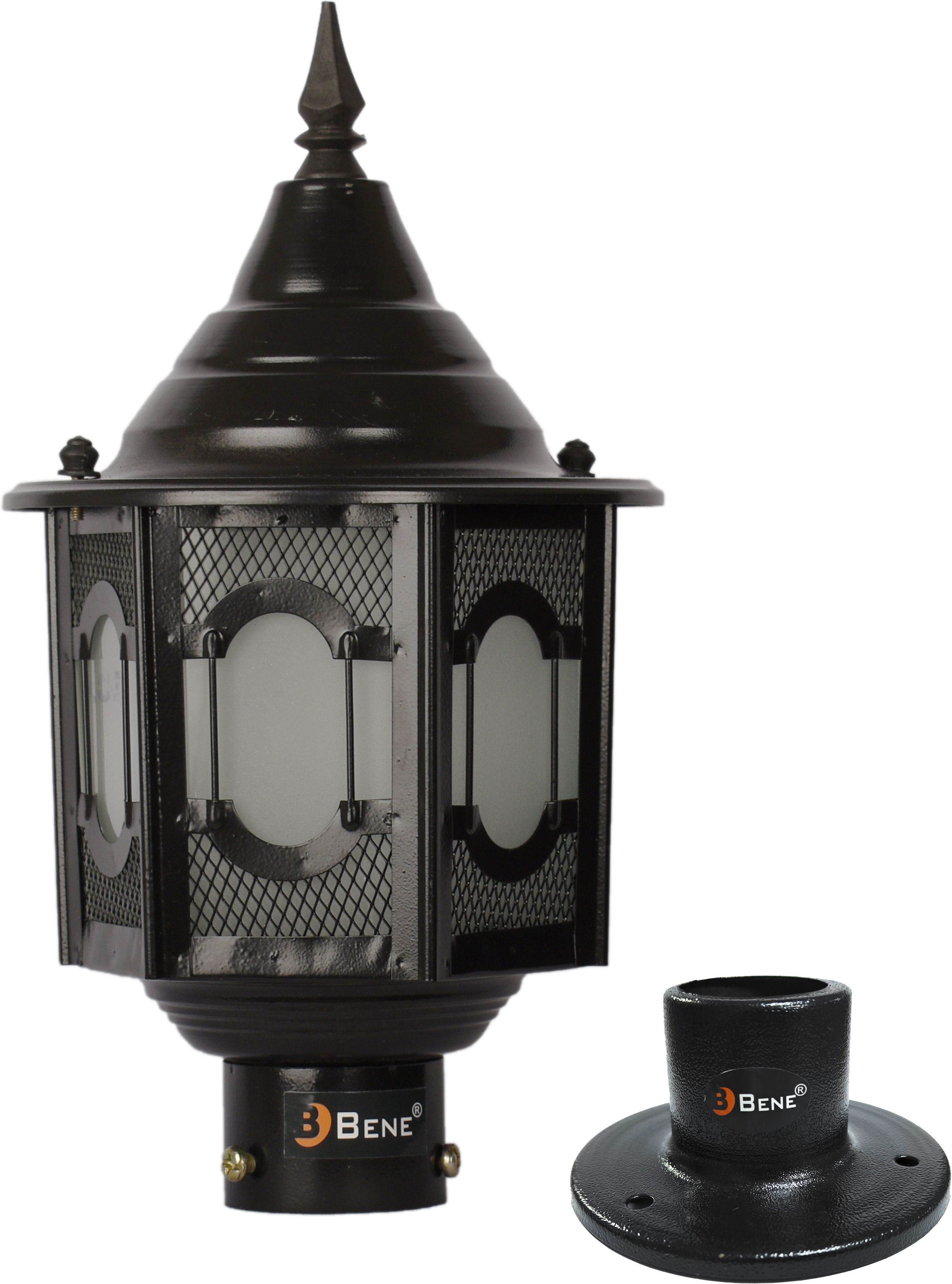 Garden Light Rome 18 cm with Base stand (Black, Pack of 1 Pc) Gate Light Outdoor Lamp-image-44