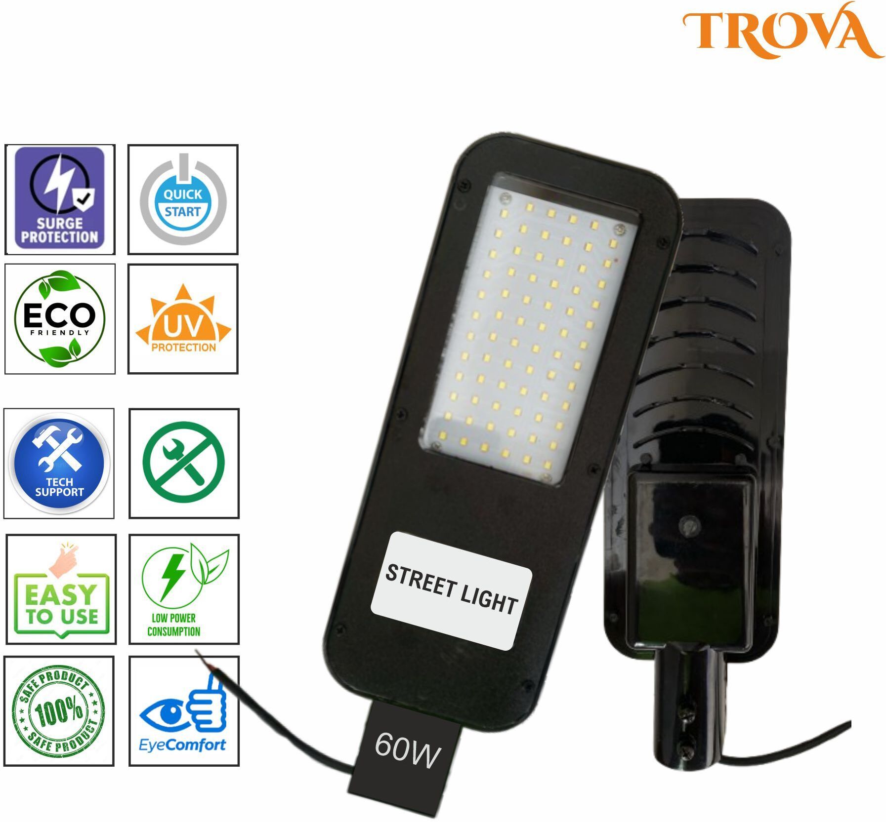 trova 60W LED Street Light | Waterproof IP65 | 6000 Lumens | Energy Efficient Outdoor Lighting | Industrial & Commercial Use | Long Lifespan 50,000 Hours Street Light Outdoor Lamp-picture-24