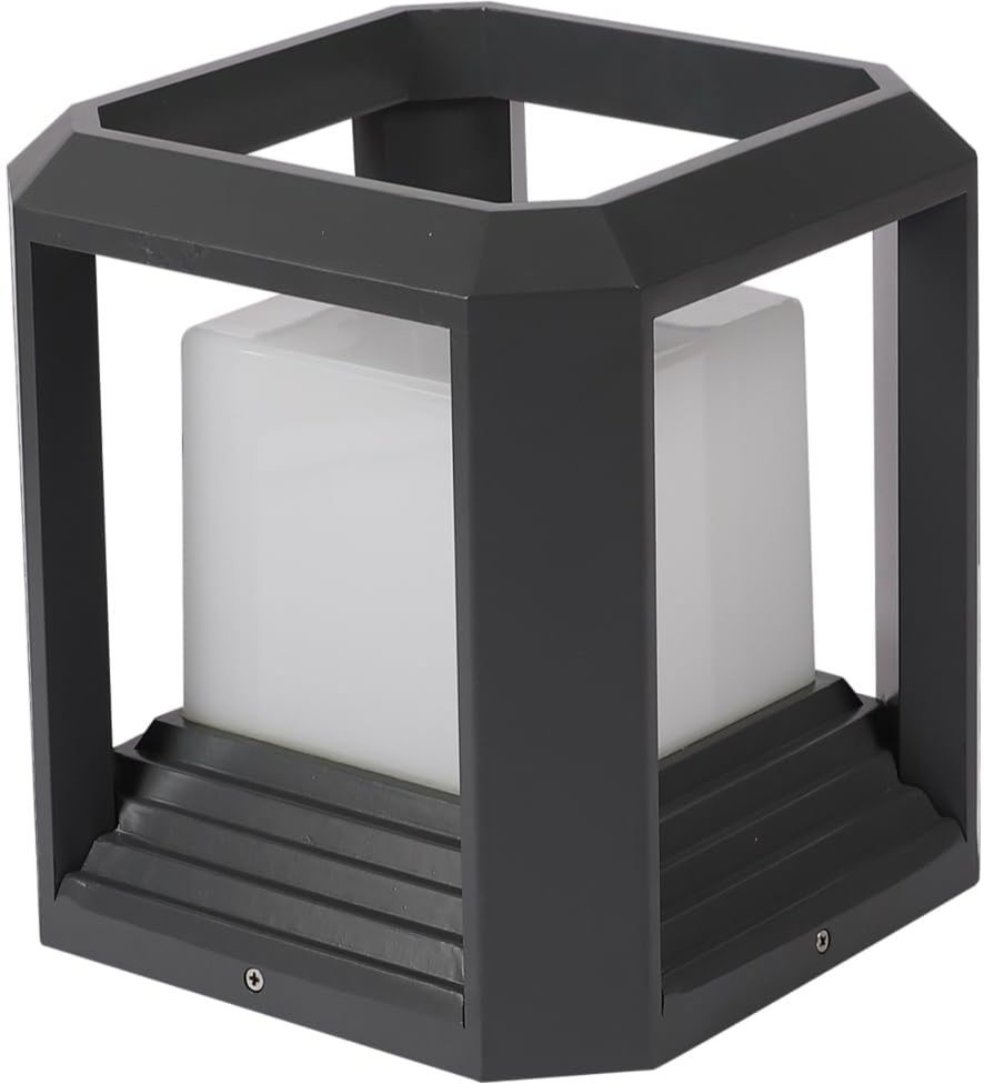 Modern Grey Outdoor Gate Pillar Light Bulb not Included | Waterproof Square LED Post Lamp for Garden, Boundary Wall & Entrance | Grey | Pack of 1 Gate Light Outdoor Lamp-image-40