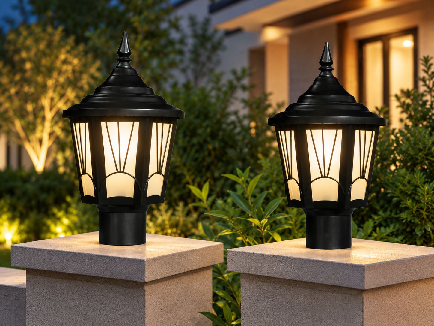 Black Metal Outdoor Waterproof Elegant Design Gate Light Energy Efficient Decorative Exterior Fixture for Garden Pillars, Entry Gates, Porch, Driveway and Fence Posts (without Bulb, 2, Pack) Gate Light Outdoor Lamp-image-46