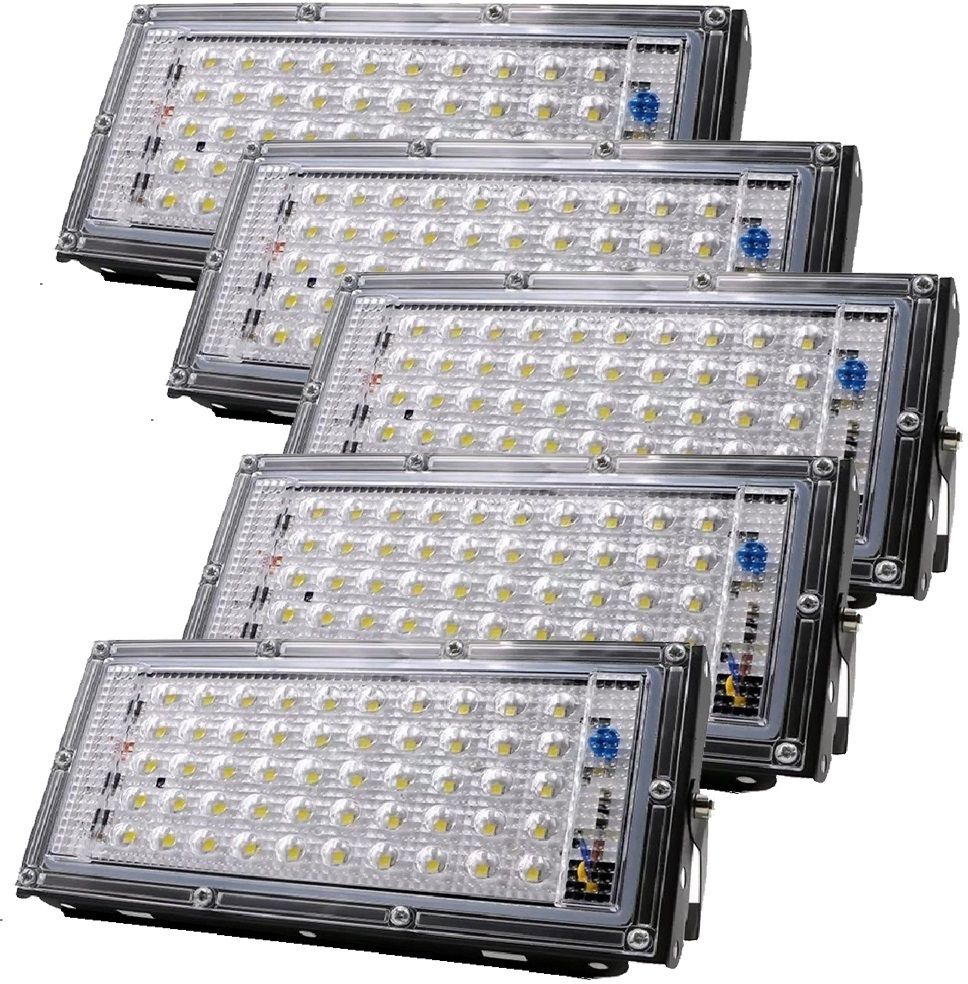 Spotlight 50W (Pack of 5) Waterproof IP65 Outdoor LED Reflector, 220V AC Flood Light Outdoor Lamp