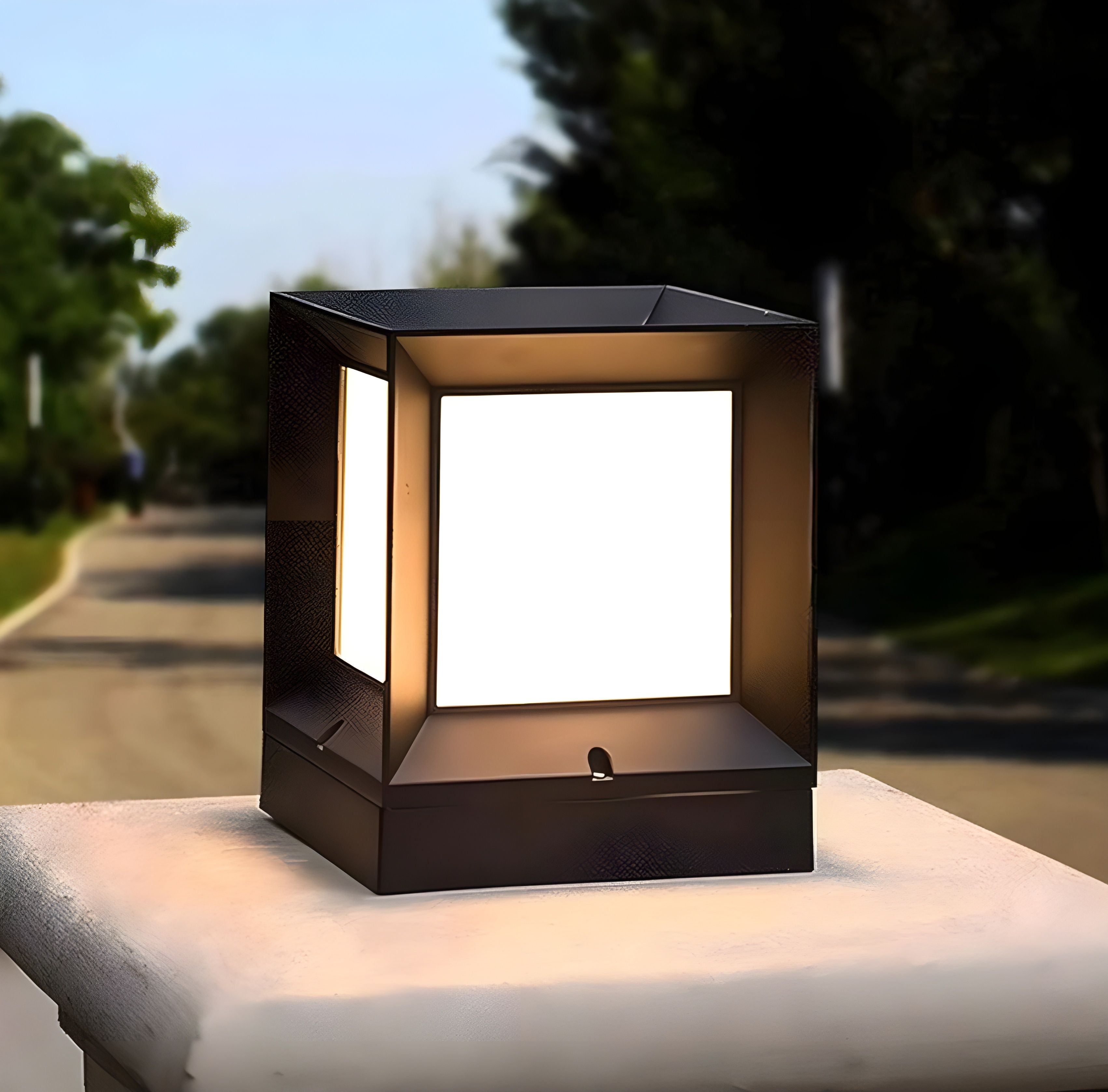 Cube Shape Outdoor Waterproof Elegant Design Gate Light Energy Efficient Decorative Exterior Fixture for Garden Pillars, Entry Gates, Porch, Driveway and Fence Posts (without Bulb, 1, Pack) Gate Light Outdoor Lamp-image-43