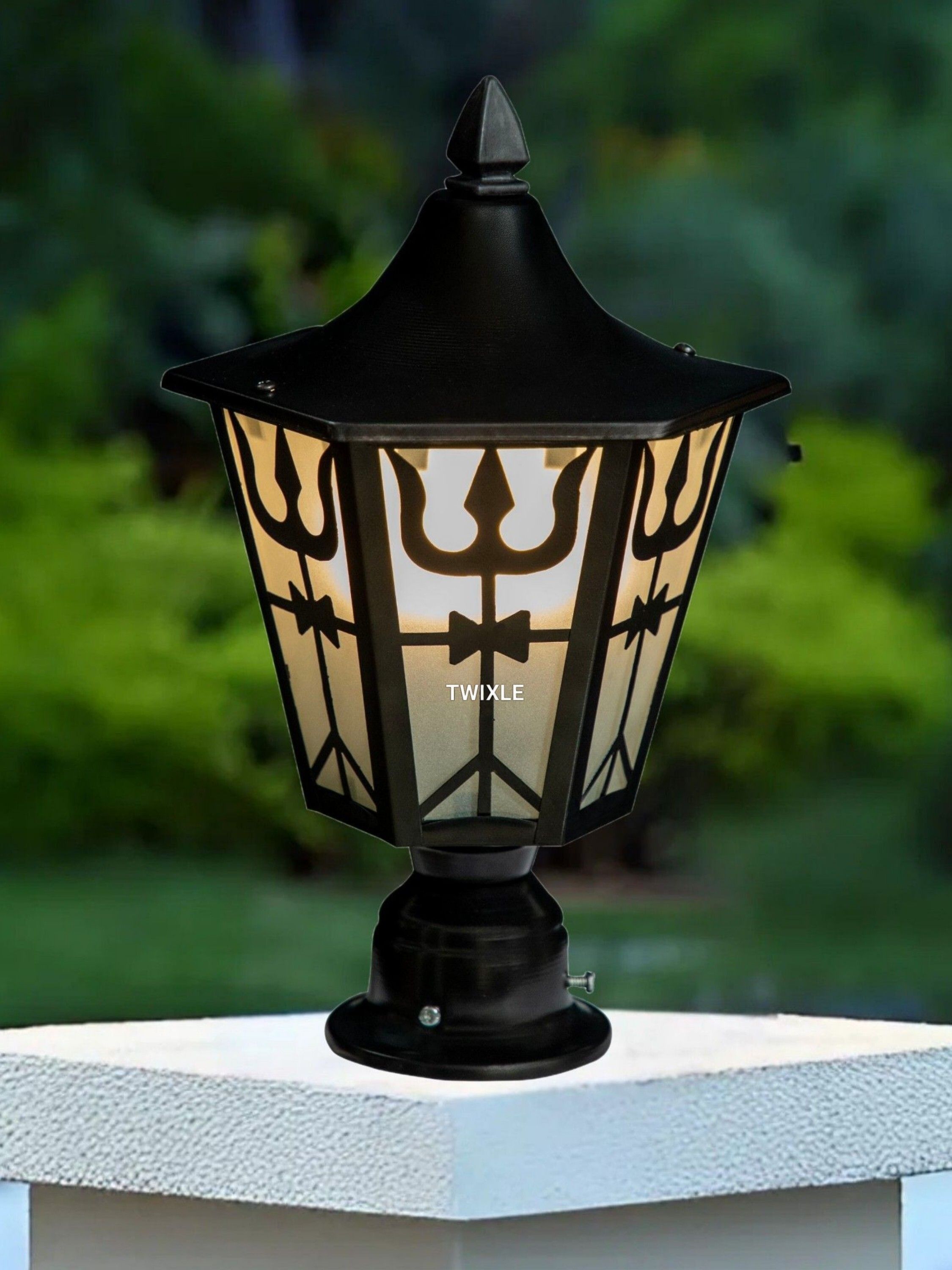 Modern Outdoor Gate Light Trident Design Lamp for Garden Pillars, Entry Gates, Bulb not Included (Pack of 1) Gate Light Outdoor Lamp-image-0