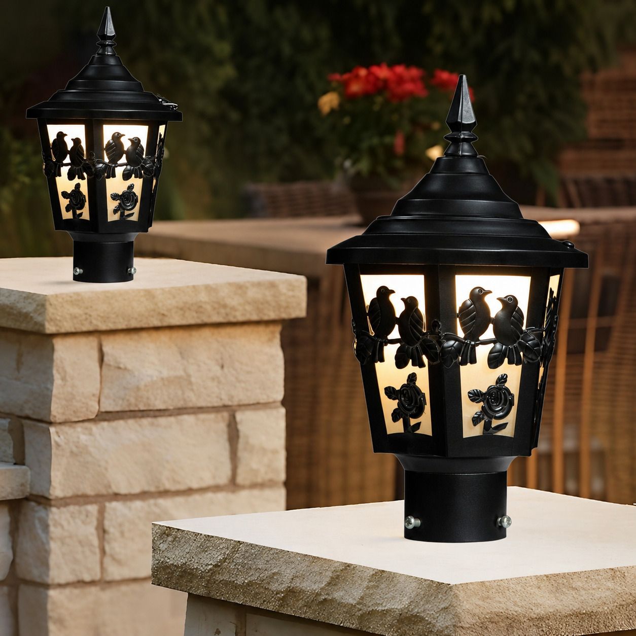 Modern Outdoor Gate Light for Garden, Patio & Balcony | Couple Bird Design Lamp, Bulb not Included | Pack of 2 Gate Light Outdoor Lamp-image-26