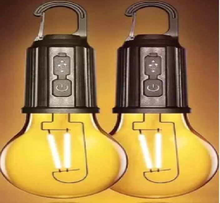 Rechargeable Camping Hanging Bulb with 3 Modes Tent Lamp Decorative Tent Lamp for Camping, Hiking, Backpacking, Emergency Outage Post Light Outdoor Lamp