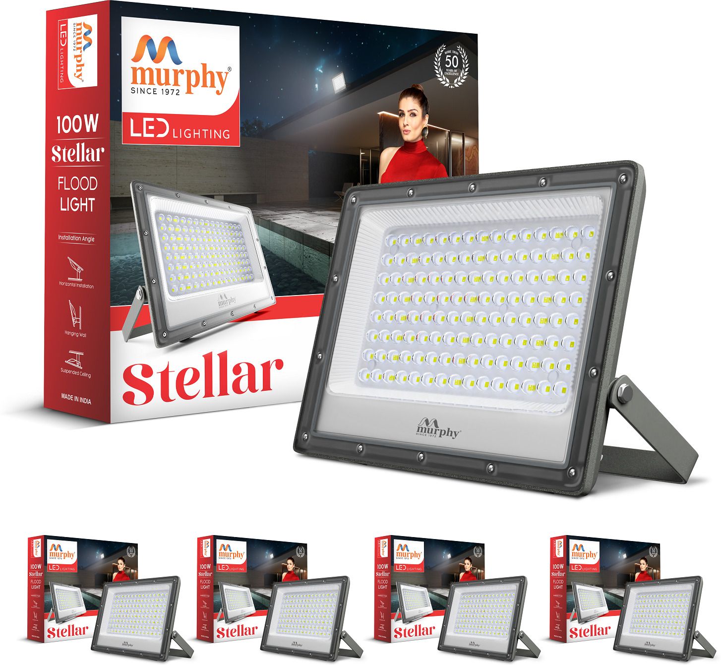 murphy Steller LED 100W LED Flood Light, IP65 Rated Outdoor Light Pack of 5 (Cool White) Flood Light Outdoor Lamp-picture-31