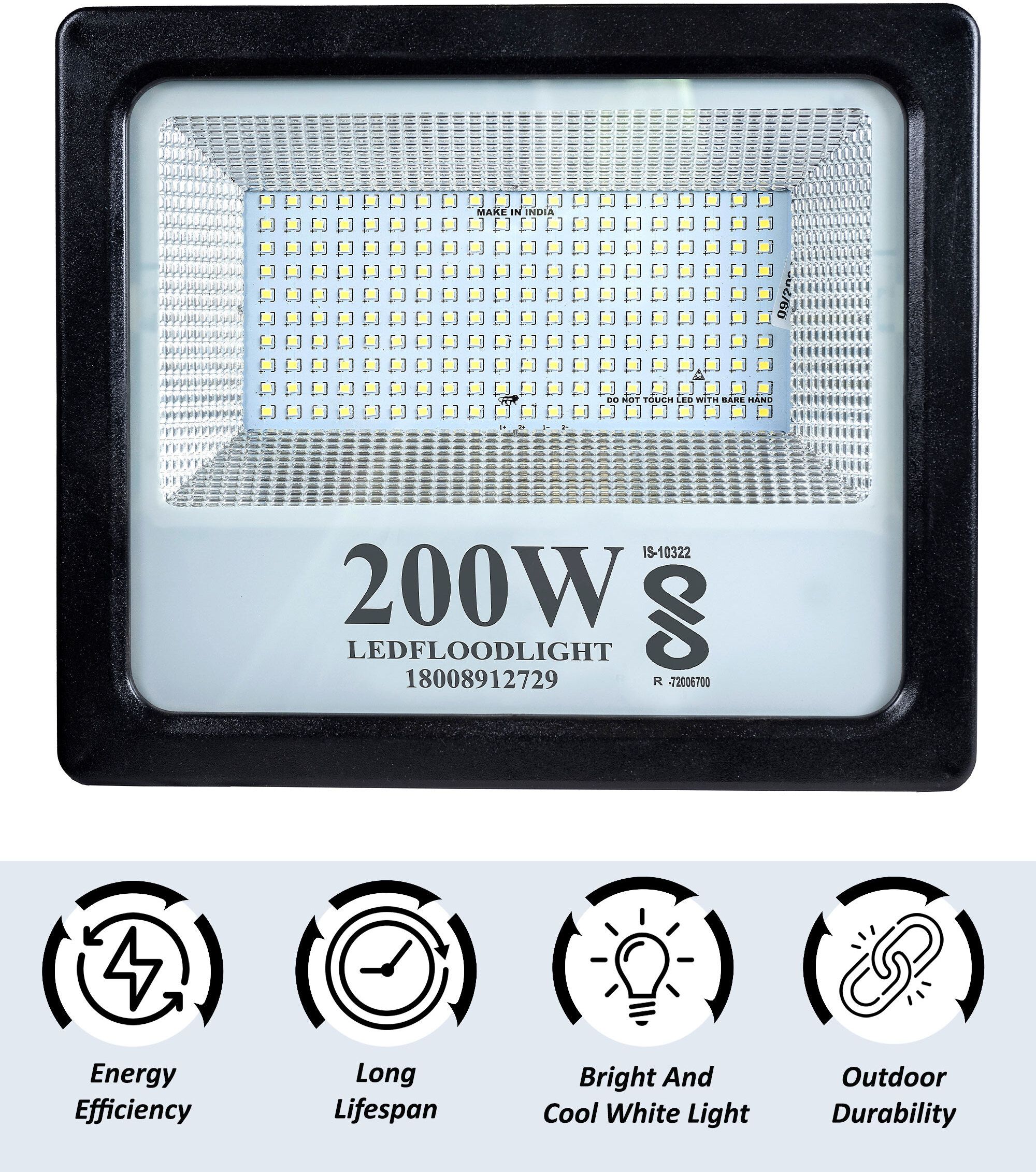 flipkart smartbuy 200W BIS Approved PC Body LED Flood Halogen Light With 2 Year Warranty - Pack of 1 Flood Light Outdoor Lamp-picture-15