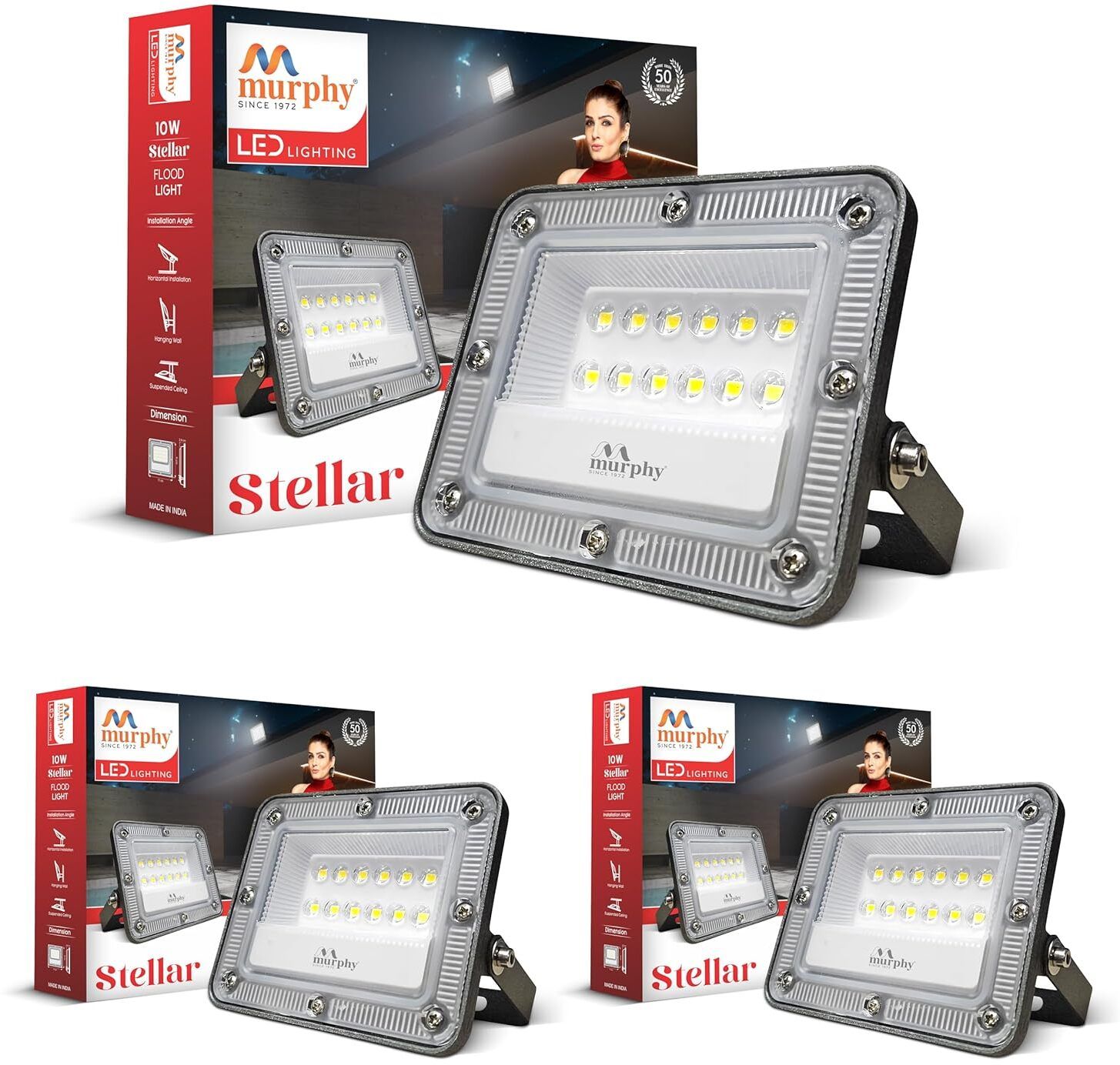 Stellar 10W LED Flood Light Cool White | High Brightness Outdoor LED Pack of 3 Flood Light Outdoor Lamp-image-28