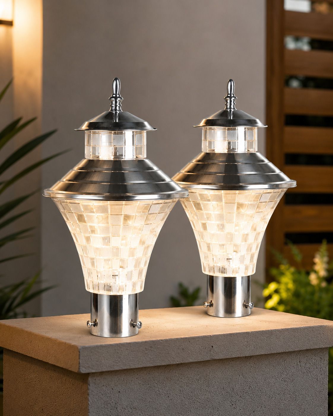 Steel and plastic Outdoor Waterproof Elegant Design Gate Light Energy Efficient Decorative Exterior Fixture for Garden Pillars, Entry Gates, Porch, Driveway and Fence Posts (Bulb not Included, Set 2) Gate Light Outdoor Lamp-image-44