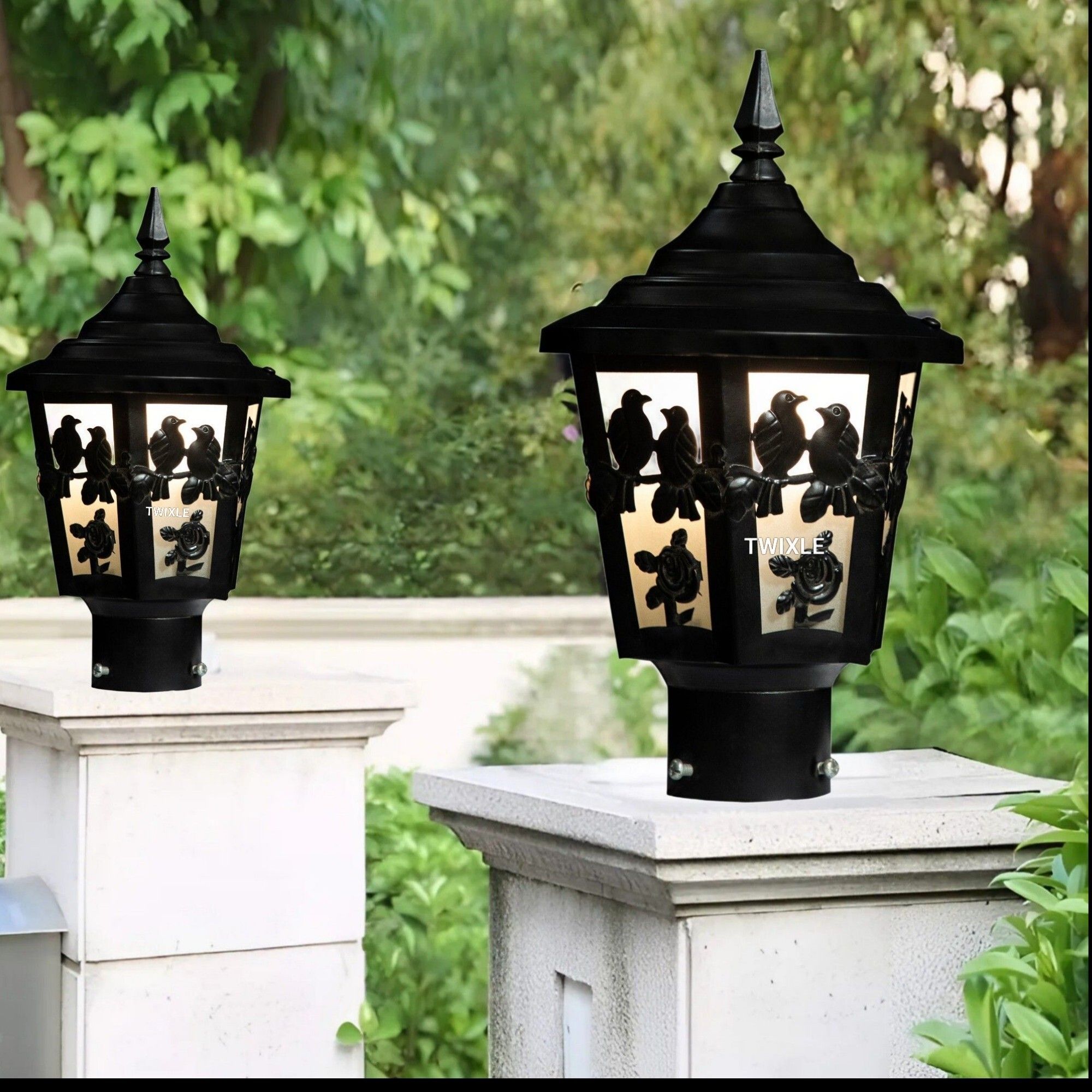 Modern Outdoor Gate Light for Garden, Patio & Balcony | Couple Bird Design Lamp, Bulb Included | Pack of 2 Gate Light Outdoor Lamp-image-27