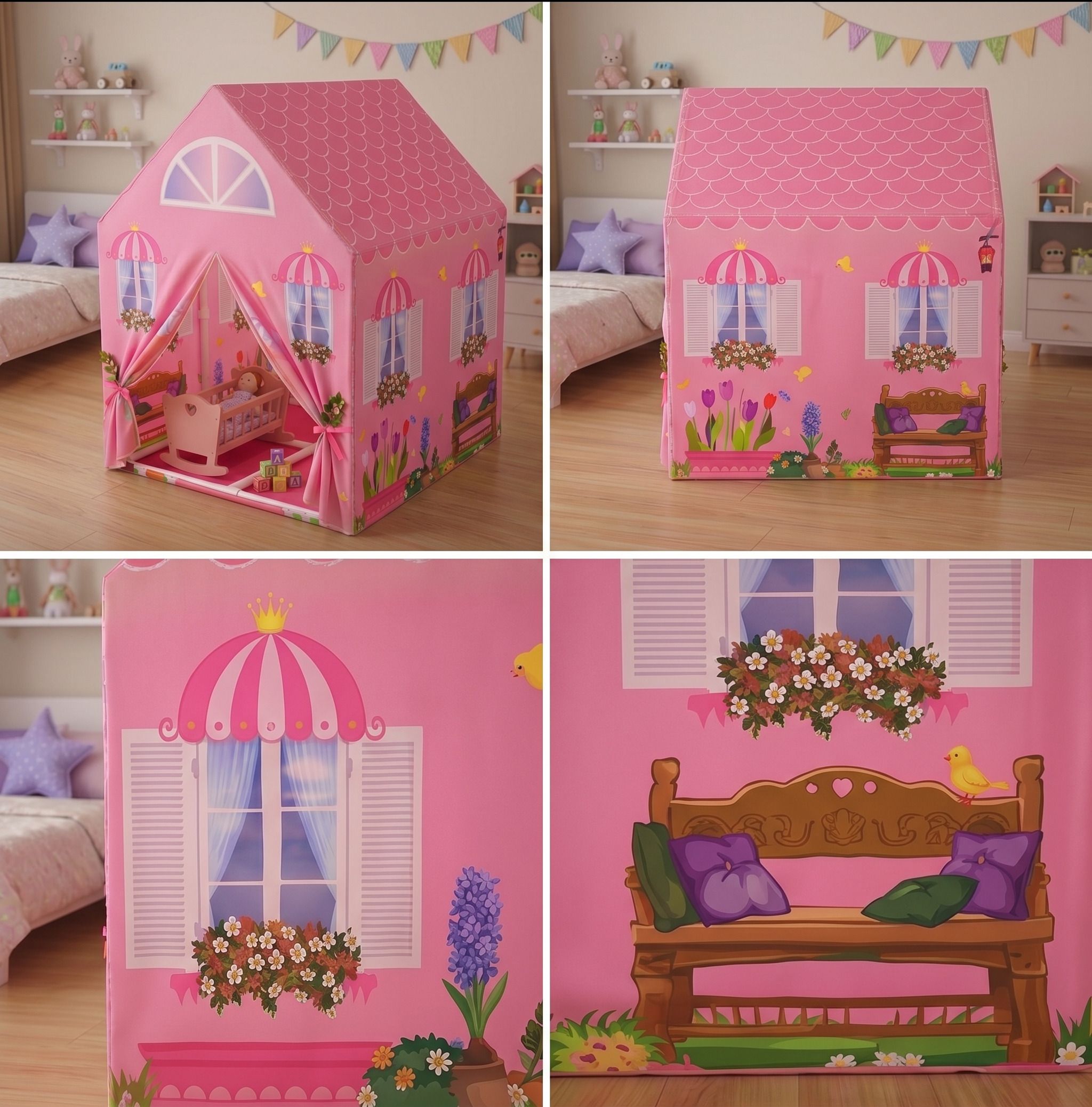 shwetraj Kids Foldable Play Tent House pink Tent - For Home-picture-27