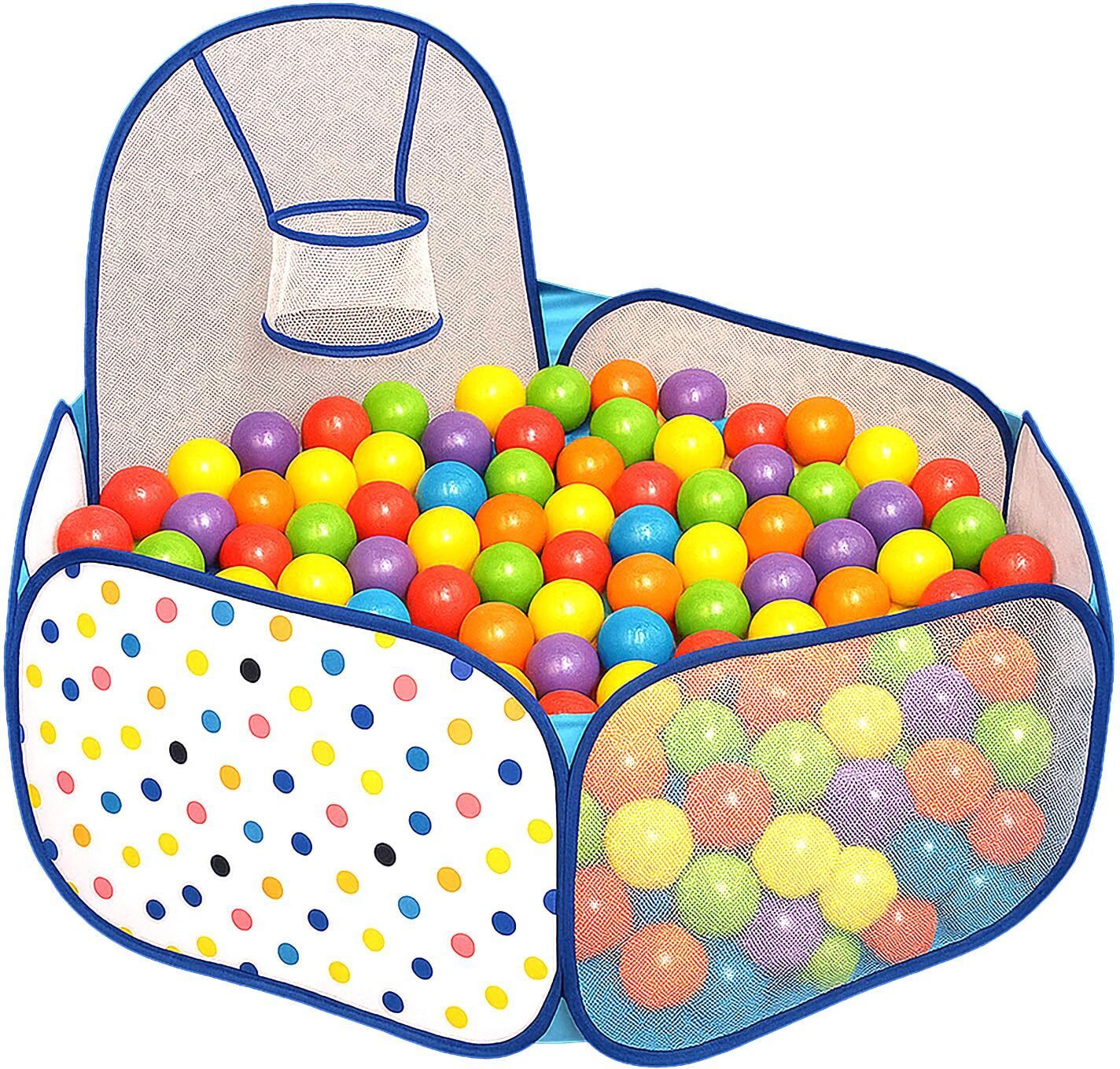Foldable Hexa Ball Pool for Kids | Dotted Print, Mesh Walls | Balls not Included-image-38