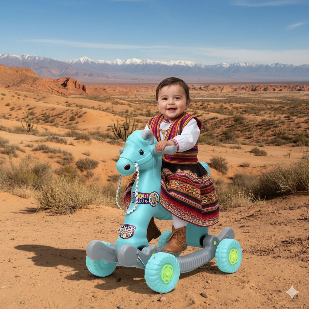 kids Rock Pony horse with plastic wheel rocker and rider-image-12