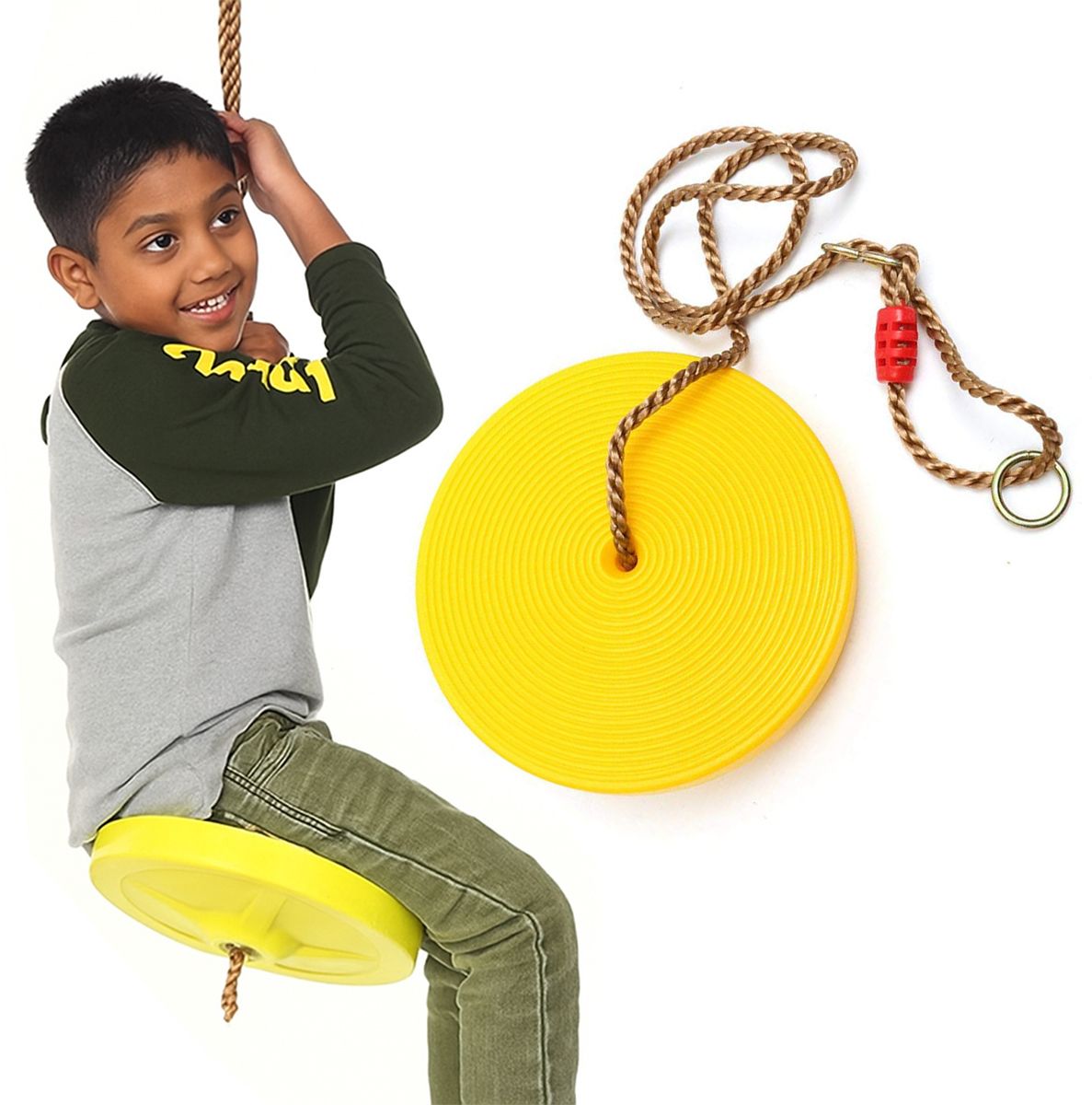 Plastic Disc Hanging Tree Rope Swing Round Seat for Kids Outdoor Indoor Swing-image-23