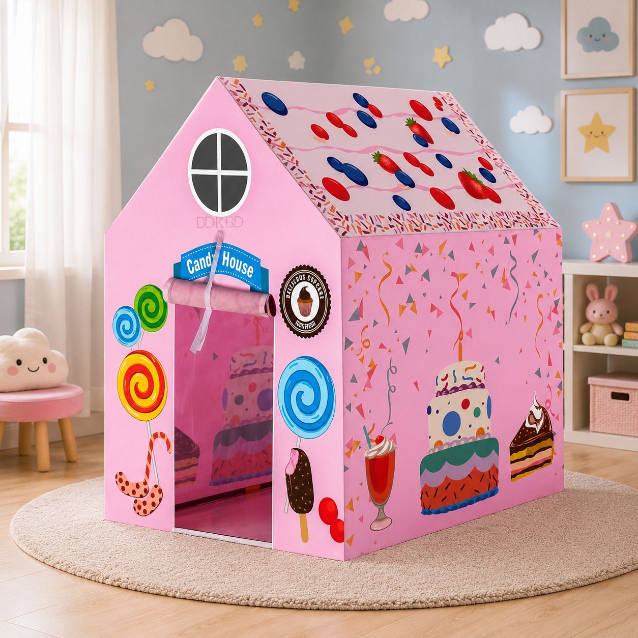Portable Kids Activity Play Tent House | Reusable Foldable Children's Playhouse-image-10