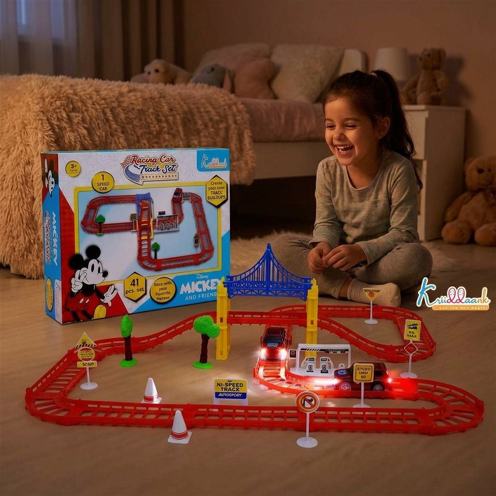 Mickey Mouse Car Adventure Track Set with Bridge Track 41 Pieces-image-49