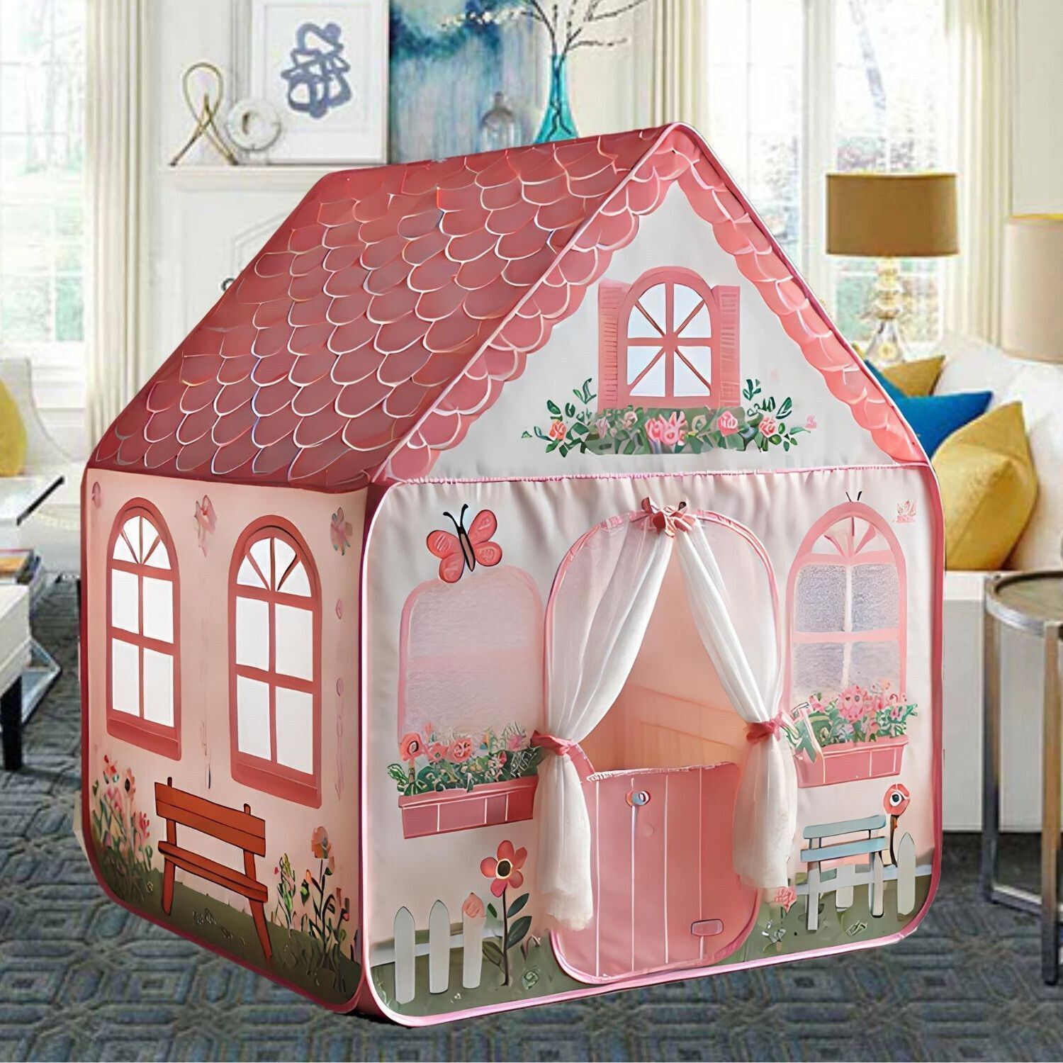 modinity 44-BIG JUMBO SIZE KIDS PLAY TENT HOUSE FOR GIRLS AND BOYS ( PINK CITY)-picture-16
