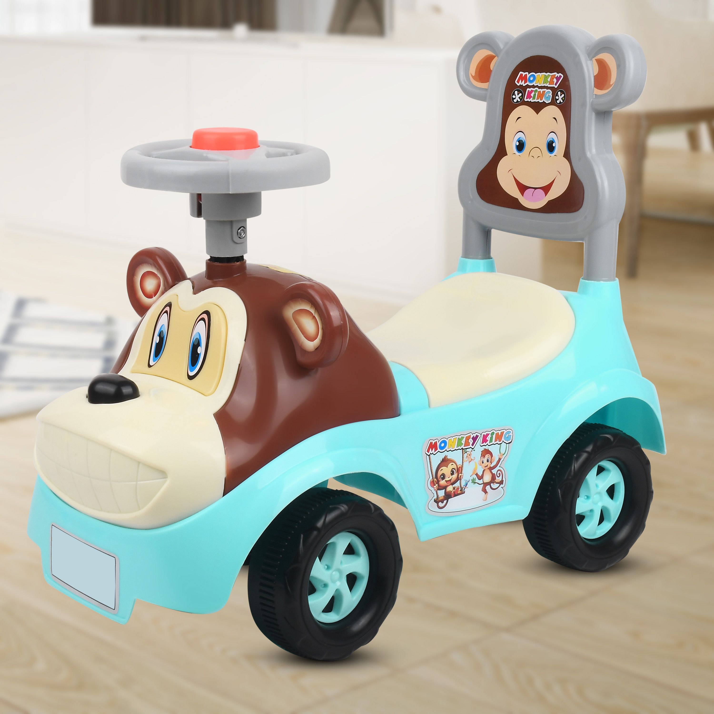 KIDS RIDEON, MONKEY FACE , BEST FOR 1 TO 2 YEAR KIDS ONLY, LIGHT & MUSIC Rideons & Wagons Non Battery Operated Ride On-image-41