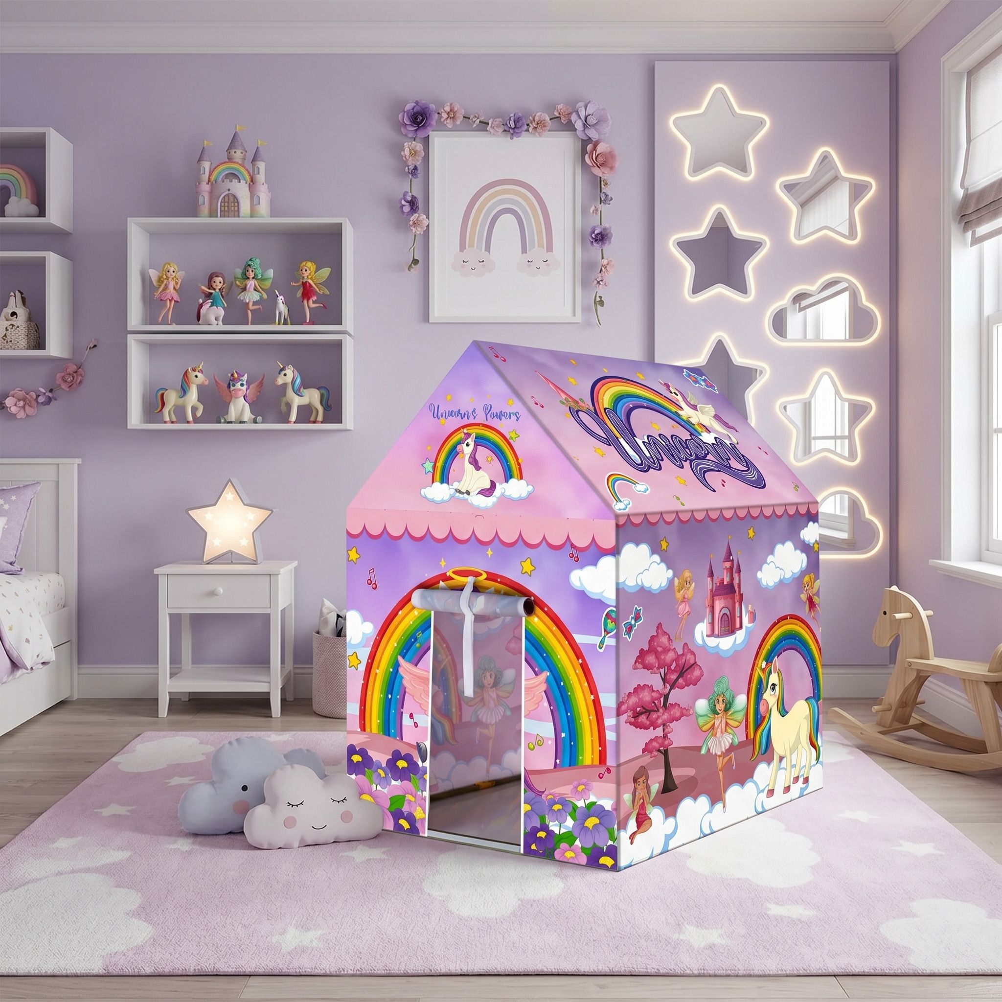tinyaura Kids house unicorn tent house for 10 years boys and girls(Big Size) (pink)-picture-19