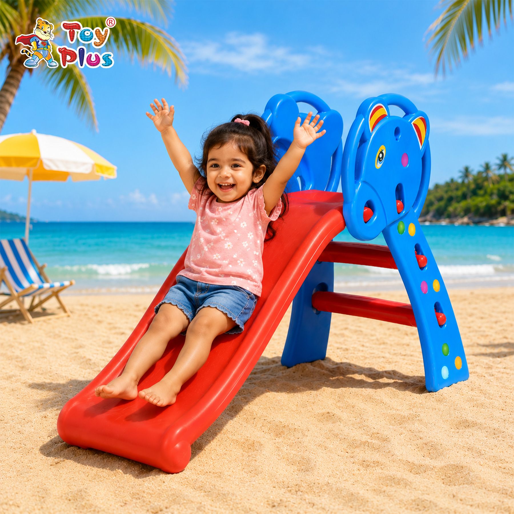 Plastic Kids Slide with Safety Steps Fun Activity Toy for Boys Girls-image-16