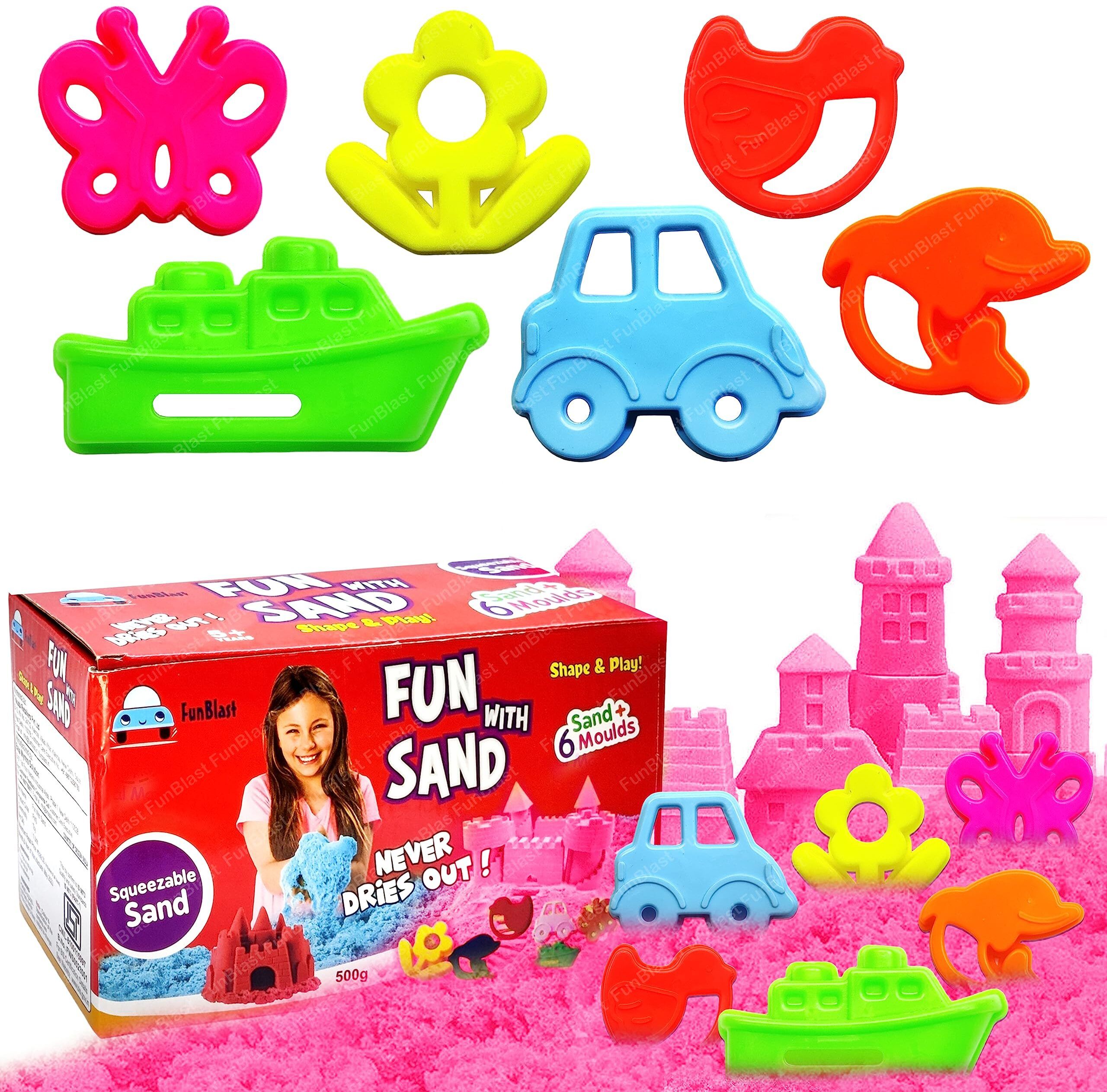 funblast Creative Sand for Kids with Mould - Pink Color Sand (500 Gm Sand & 6 Pcs Mould)-picture-21