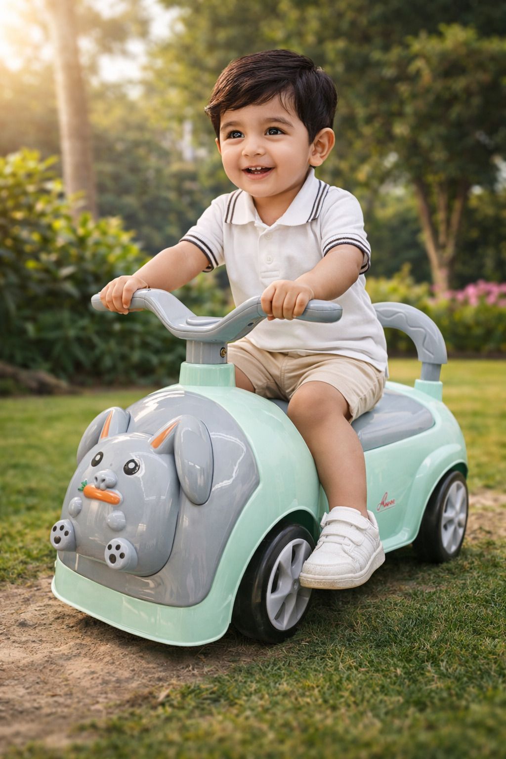 Bunny Musical Car with Front Lights, Steering Drive,| 1-3 YRS