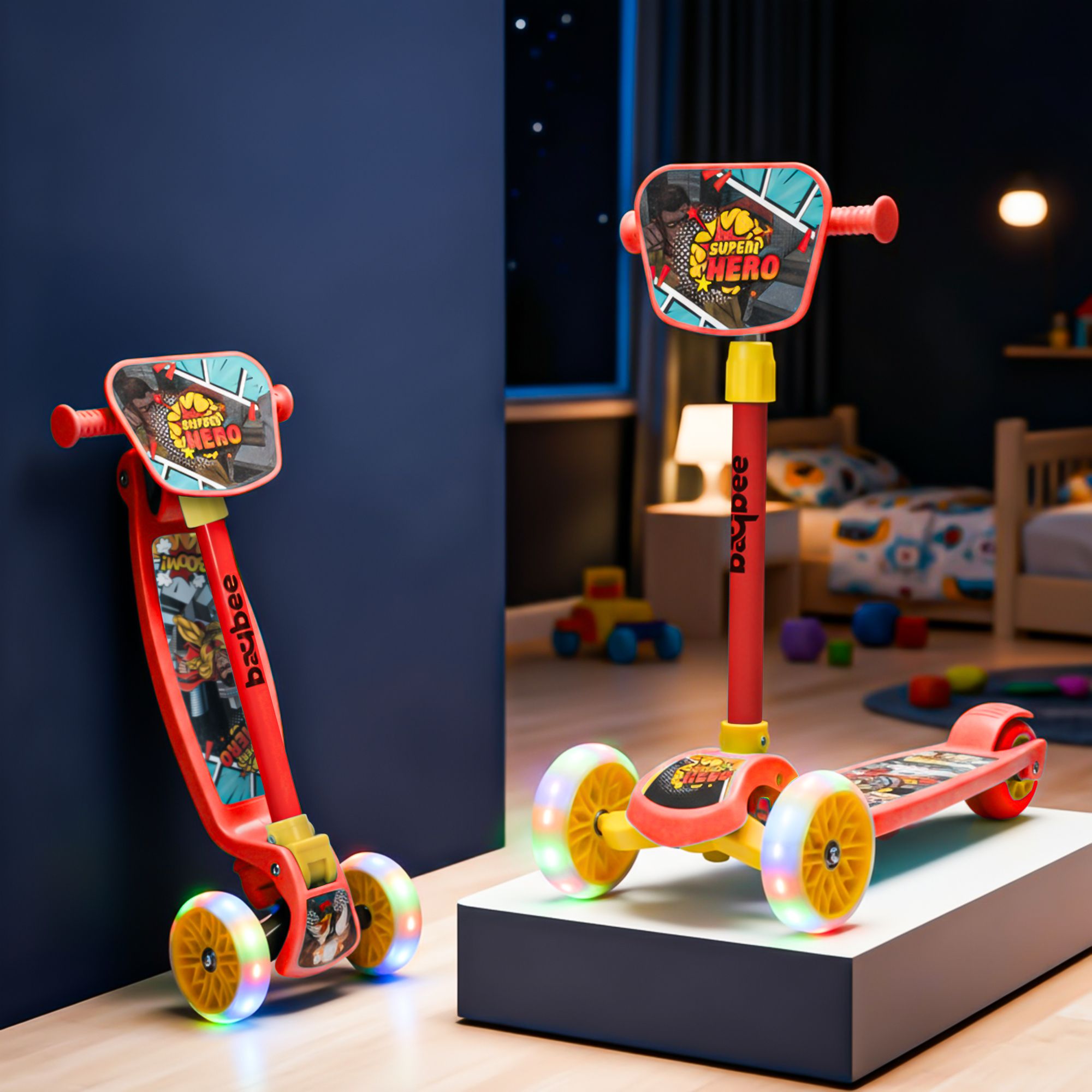 baybee Joyster Kids Kick Scooter for Kids Baby Runner Skate Scooter with LED PU Wheels-picture-1