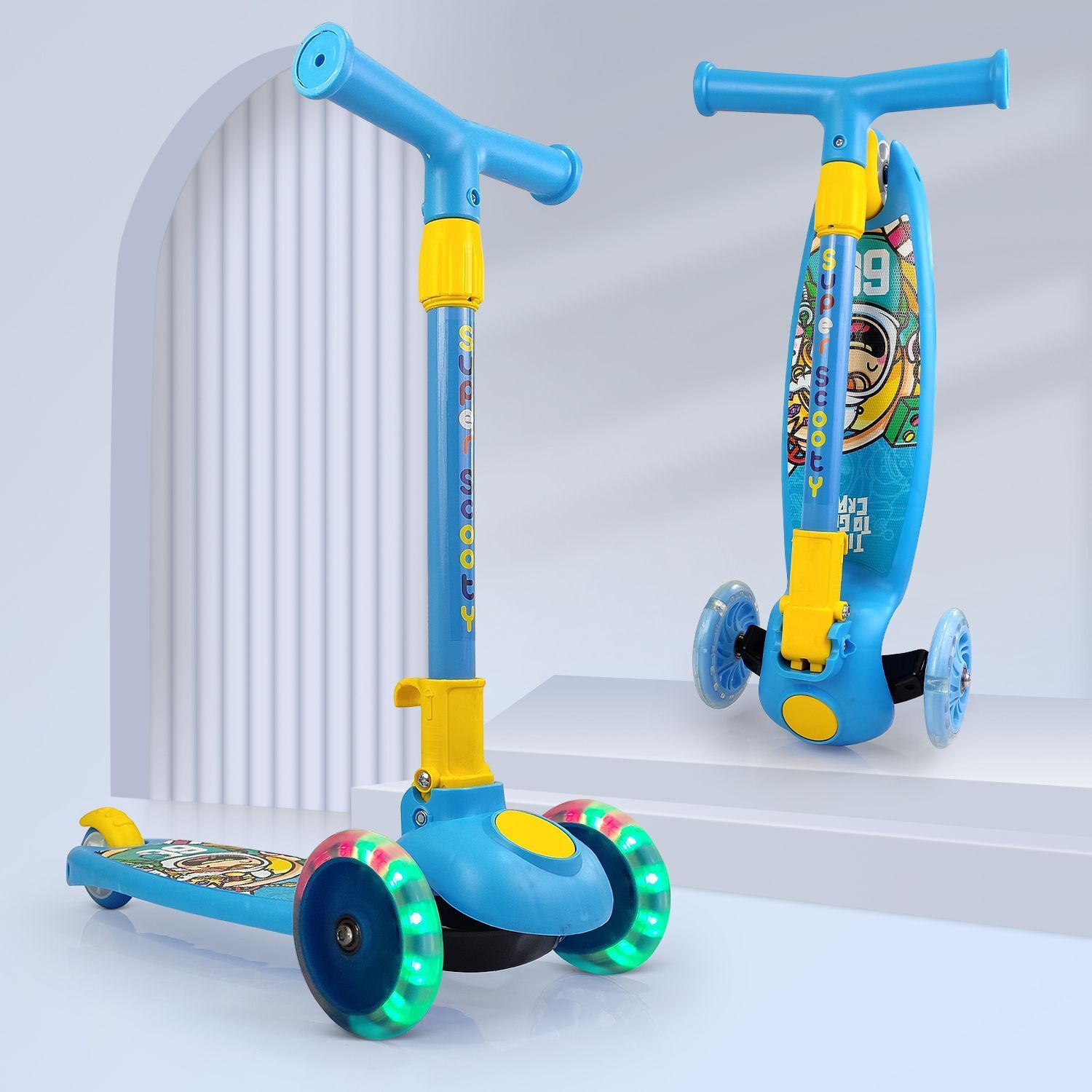 speedfox New One Kids Kick Scooter with LED Wheels | Adjustable Handle | 3-Whee-picture-48