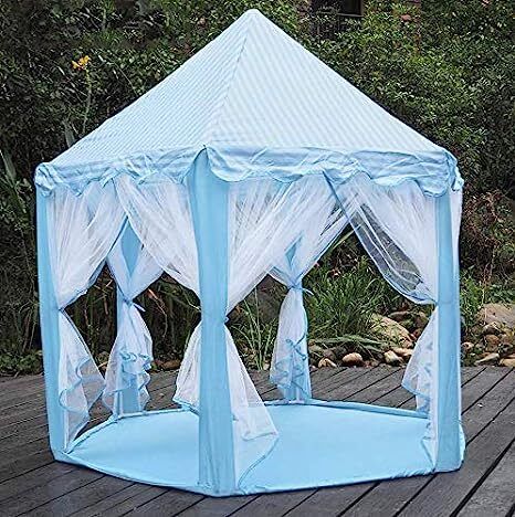 babygo Prince Princess Castle Theme Play Tent with Mosquito Net Design for Kids (Blue)-picture-44