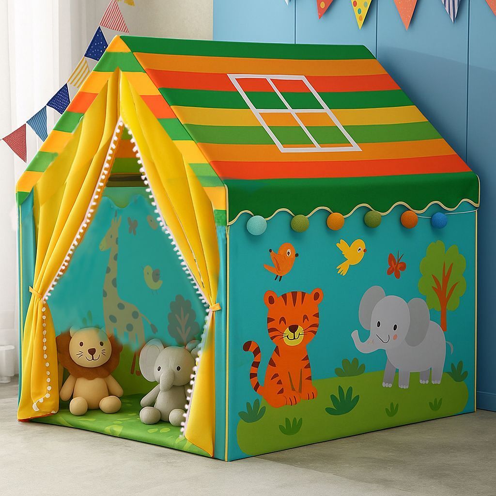 sukan tex Colorful Jungle Theme Kids Play Tent House with Animal Prints-picture-12