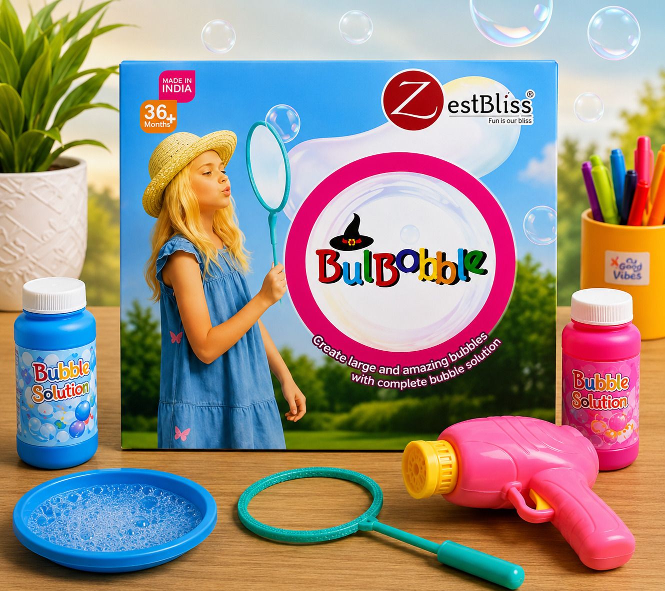 pmw BulBobble Bubble Maker Toy Set for Large Bubble Wand, Bubble Solution Included,-picture-49