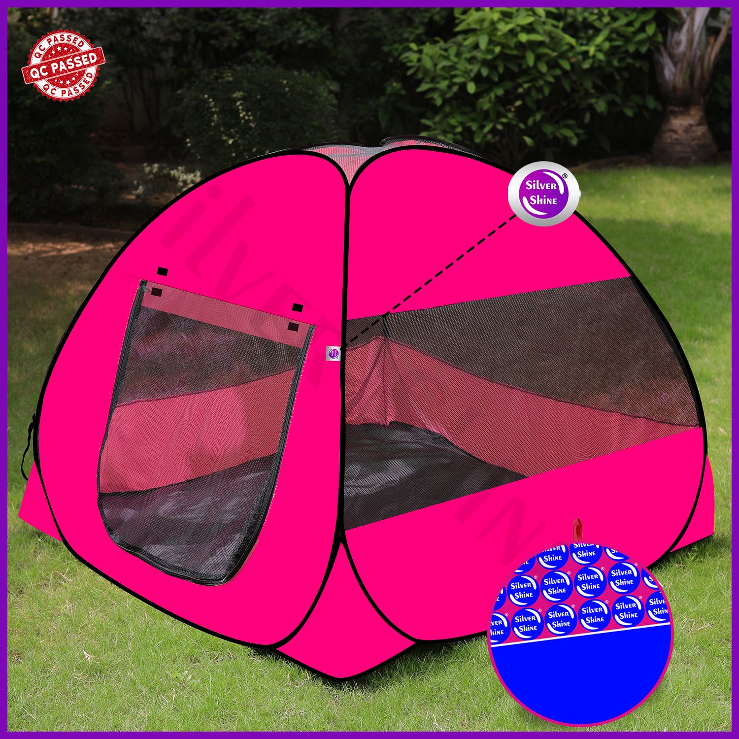 Foldable Pink Patterns Popup Kids Play Tent House-image-49