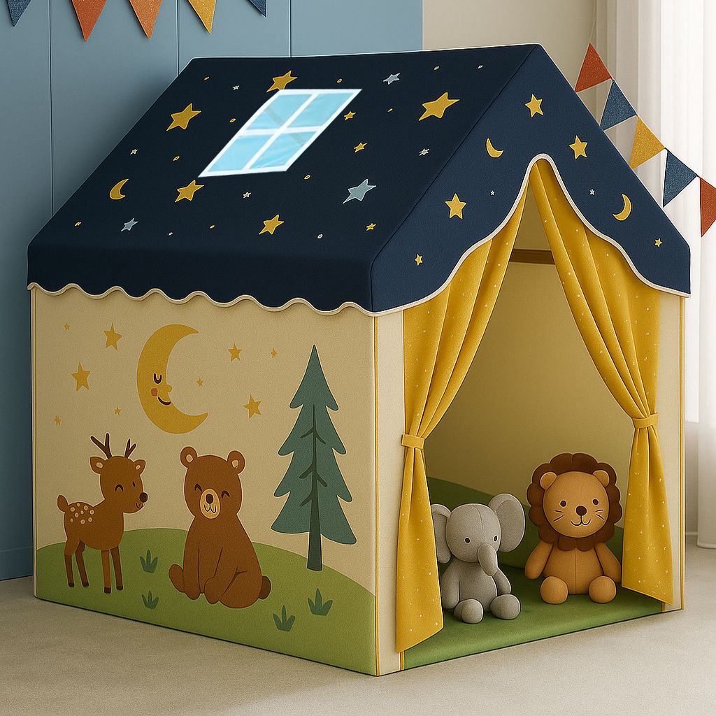 sukan tex blue Animal Theme Kids Play Tent House with Curtains-picture-30