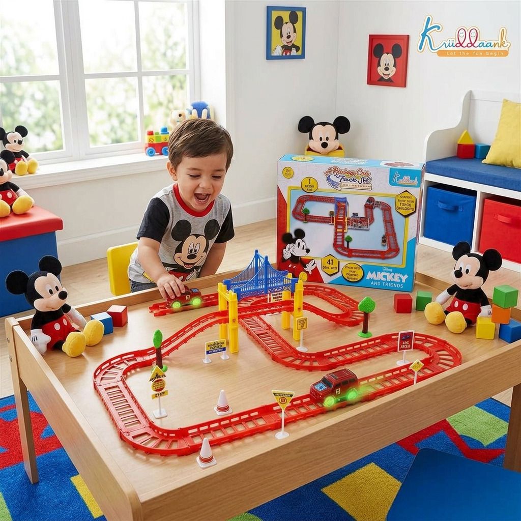 Mickey Mouse Car Track Set with Bridge and Speed Car 41 Pcs-image-9