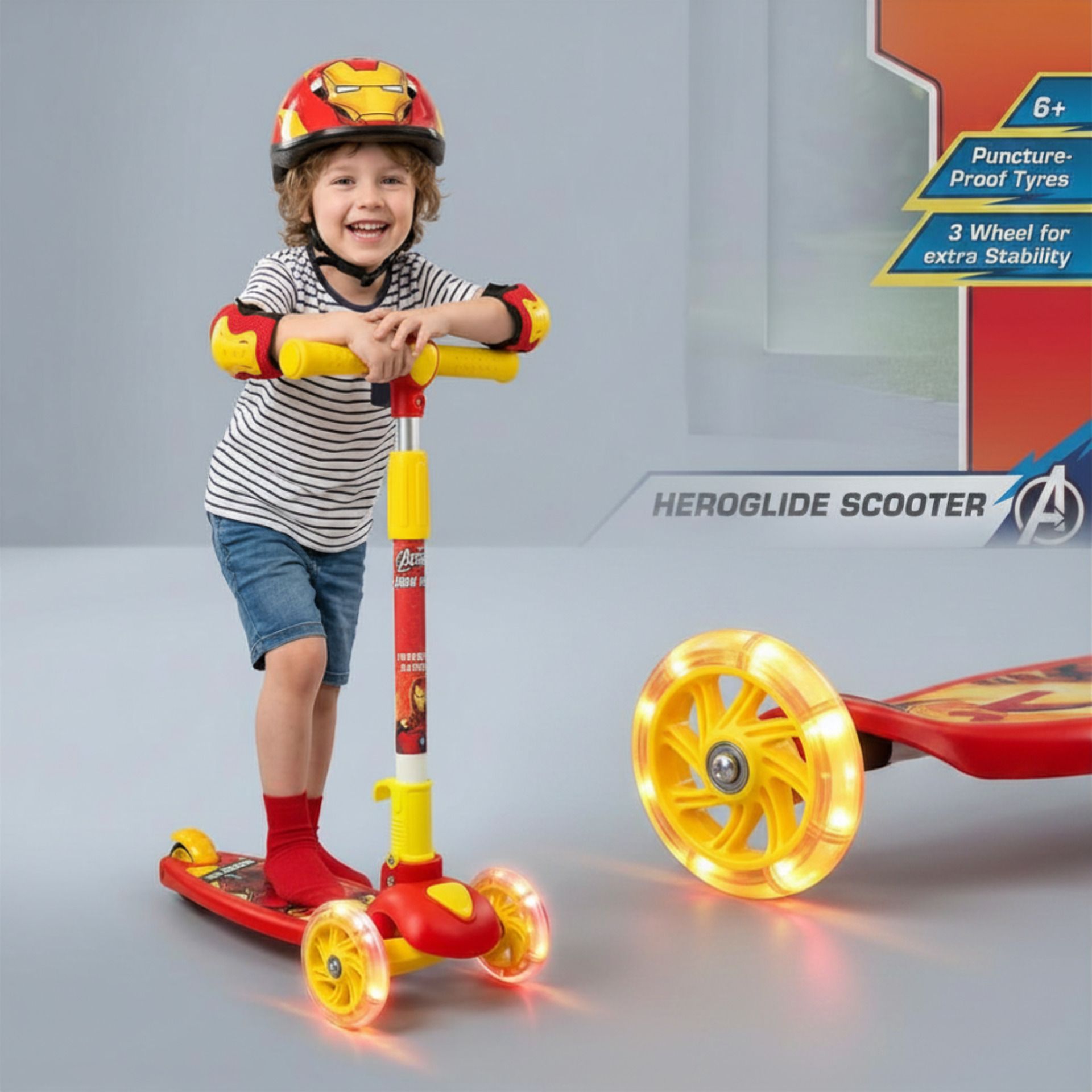 avengers Heroglide Ironman Folding Scooter for Kids - Outdoor Ride-On Scooter-picture-29