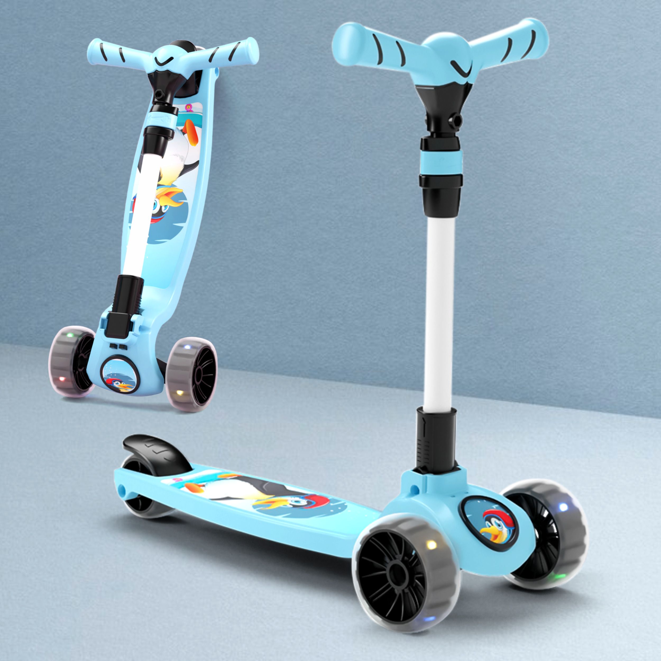 chanak Go Rider Kick Scooter for kid LED Light 3 Wheel Foldable Scooter With Rear Break-picture-0