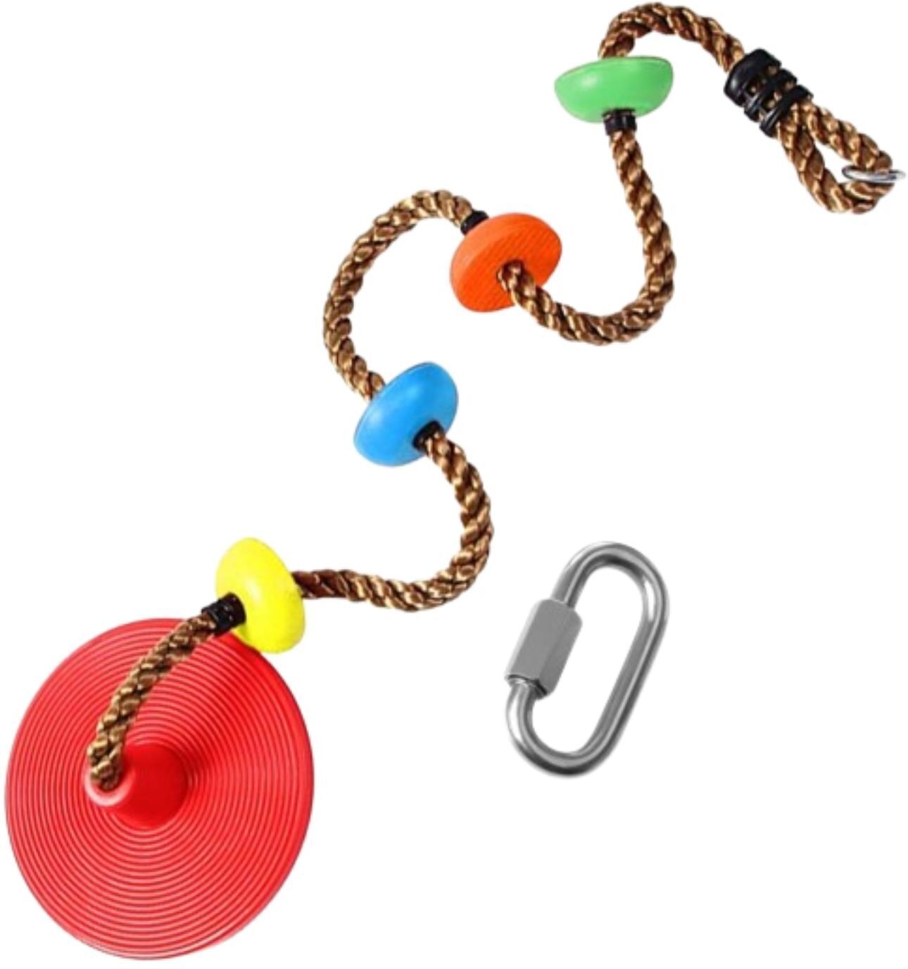 Platforms Disc Tree Swing Seat & Climbing Knot Rope with Carabiner Hook for Kids-image-16