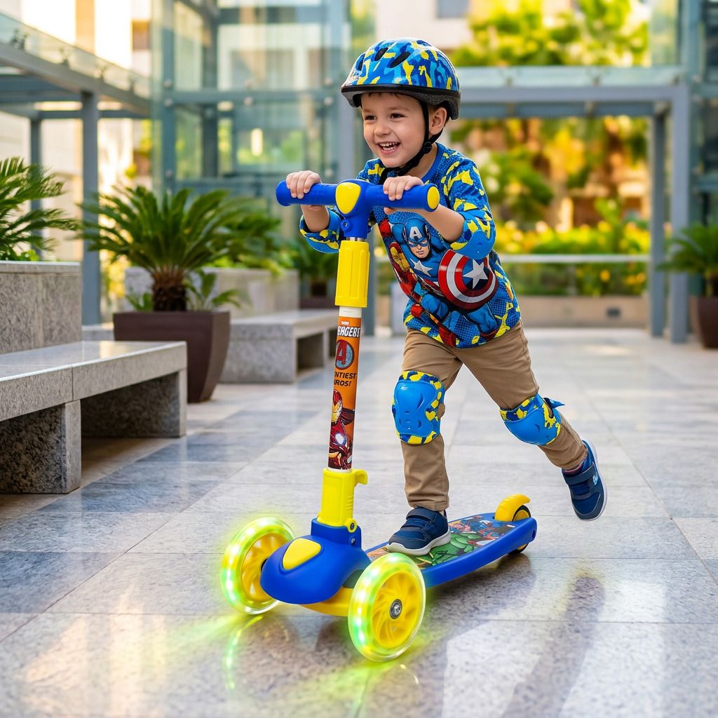 avengers Hero-Glide 3-Wheel Kick Scooter for Kids - Rear Tyre Brake, Adjustable Handlebar-picture-47