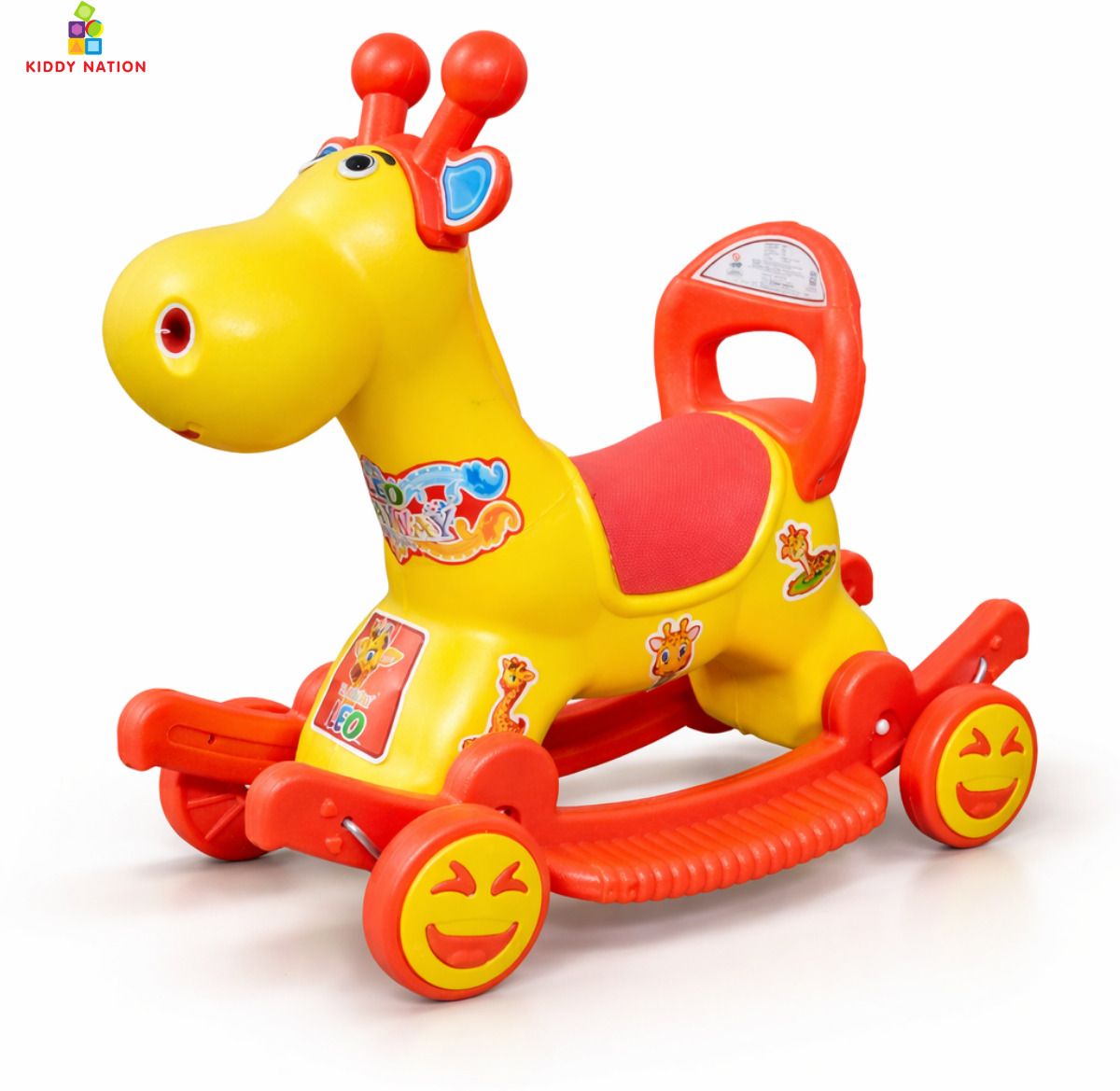 kiddy nation Leo 2-in-1 RideOn & Rocker Giraffe Toy for Kids | Manual Push Ride & Rocking Toy Leo 2-in-1 RideOn & Rocker Giraffe Toy for Kids | Manual Push Ride & Rocking Toy Tricycle-picture-11
