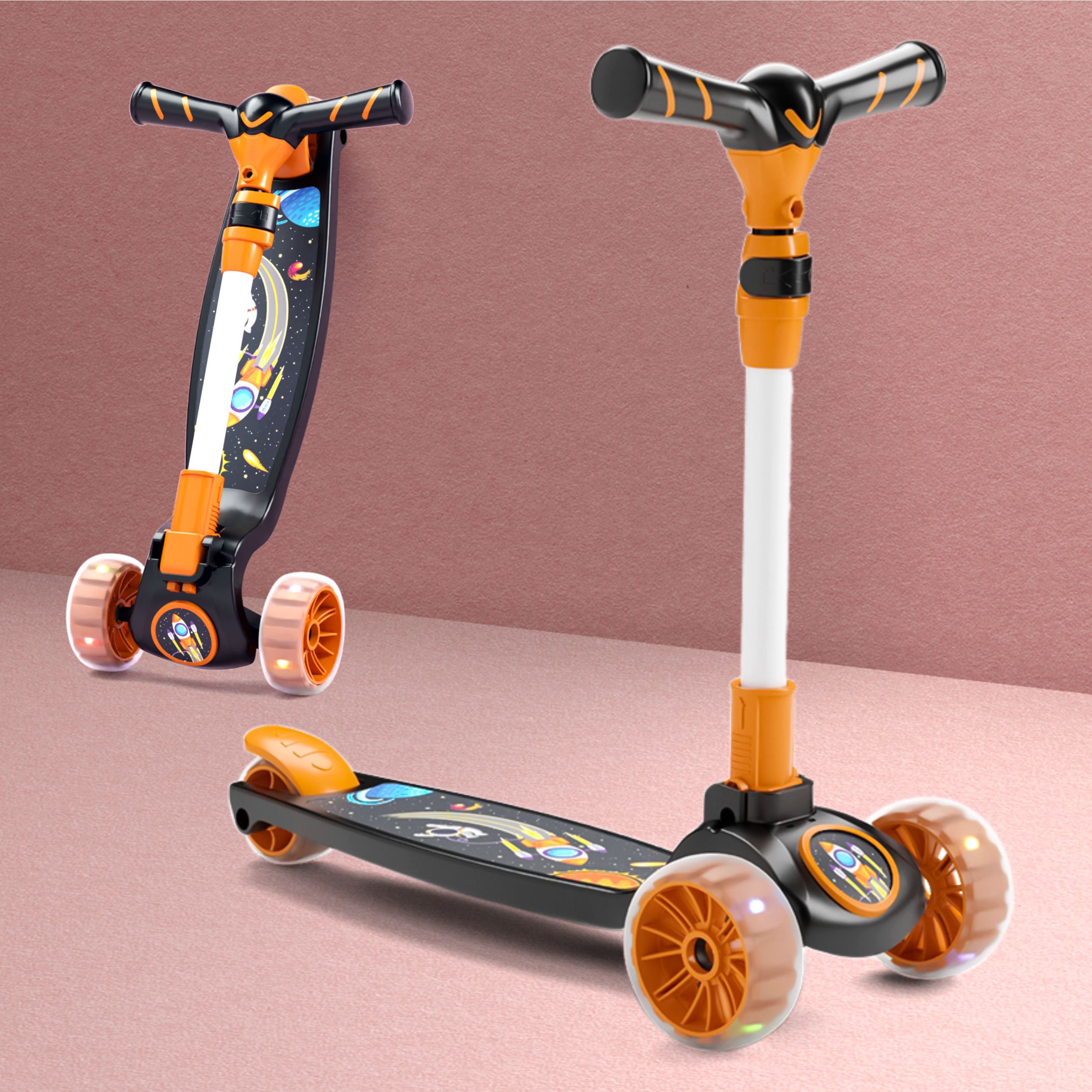 chanak Go Rider Kick Scooter for kid LED Light 3 Wheel Foldable Scooter With Rear Break-picture-1