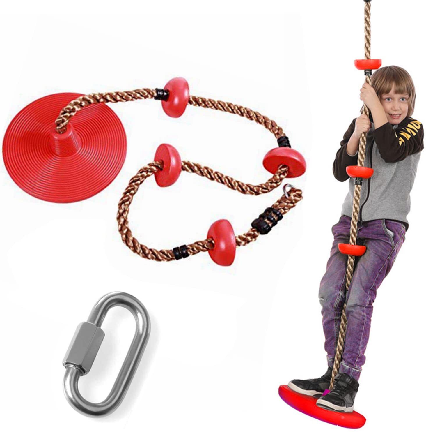 kinder rootz 6.5ft Platform Disc Tree Swing Seat And Climbing Knot Rope With Hook For Kids-picture-41