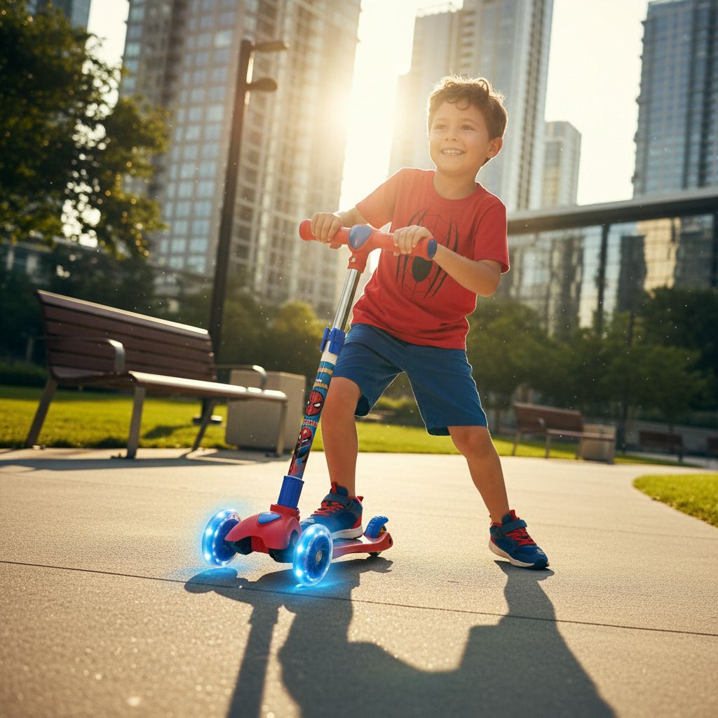 Spider Man Ride & Play Scooter with Foldable Frame and LED Tyres-image-17