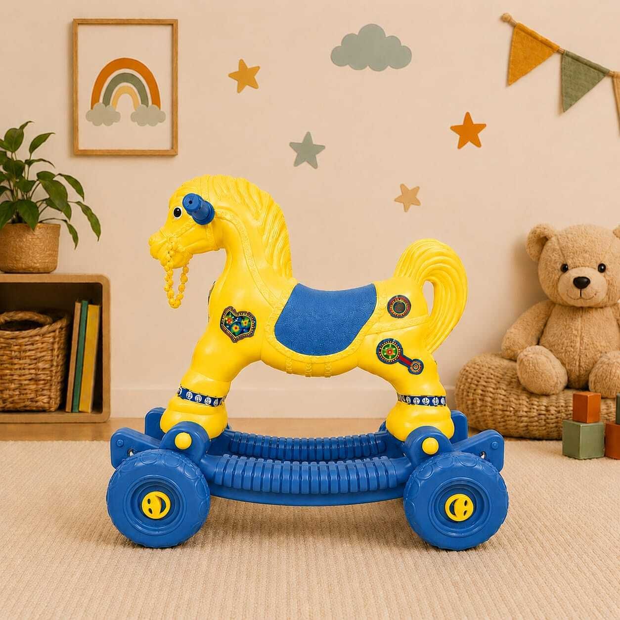 playway Toddler Plastic Rocking Horse with Ride On Wheels | Indoor Outdoor Baby Toy-picture-20